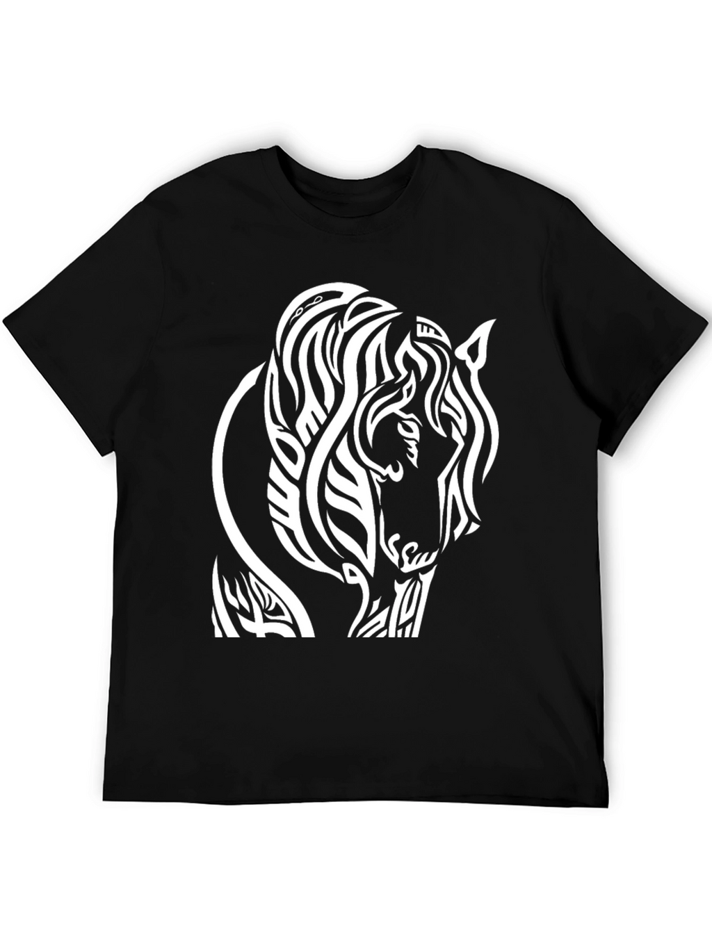 Camiseta Negra con Diseño de Caballo Tribal
