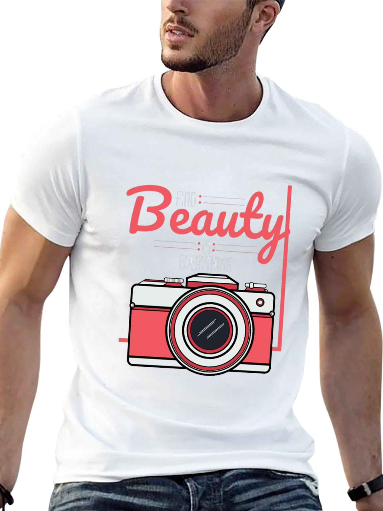 Camiseta Negra con Diseño de Cámara Fotográfica y Frase Inspiradora