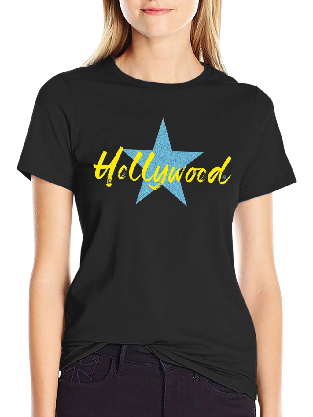 Camiseta Negra con Diseño de Hollywood