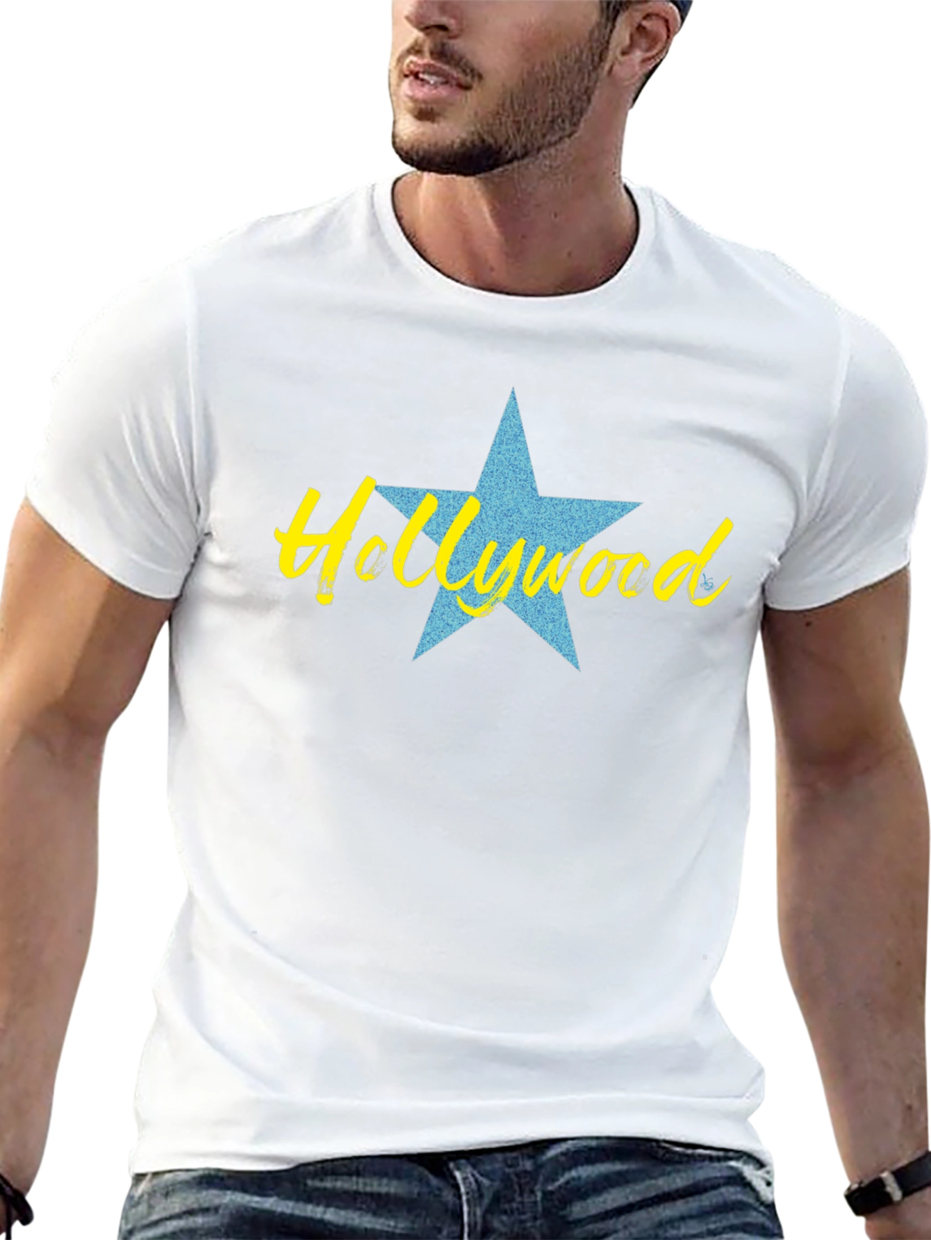 Camiseta Negra con Diseño de Hollywood