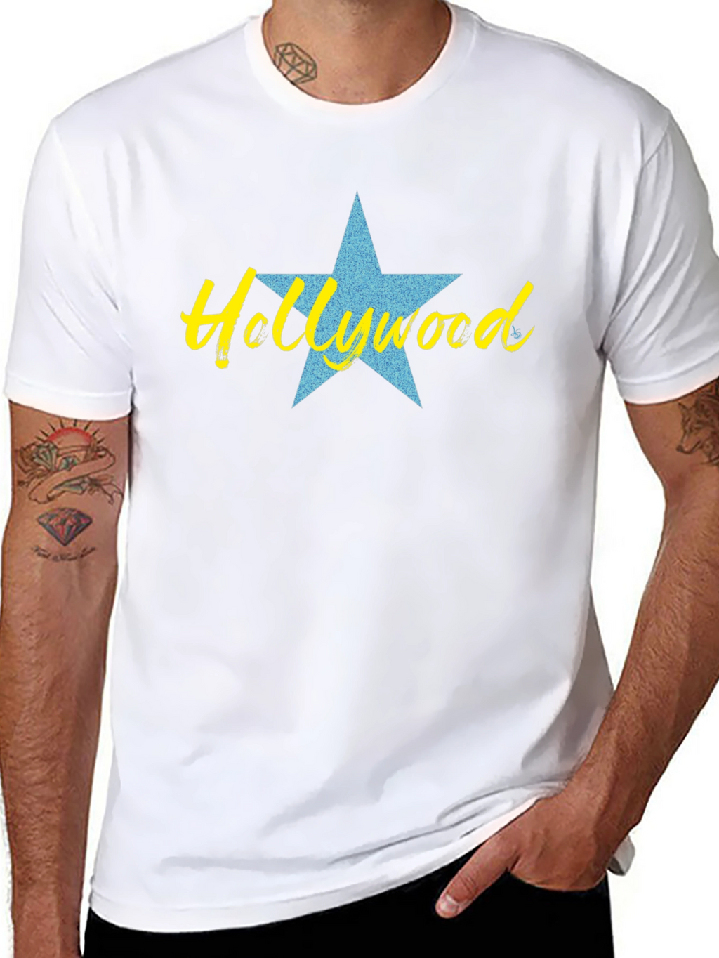 Camiseta Negra con Diseño de Hollywood