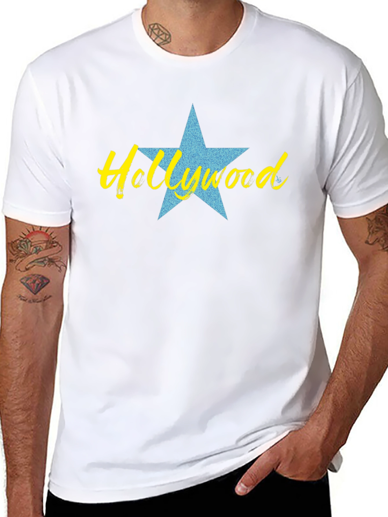 Camiseta Negra con Diseño de Hollywood
