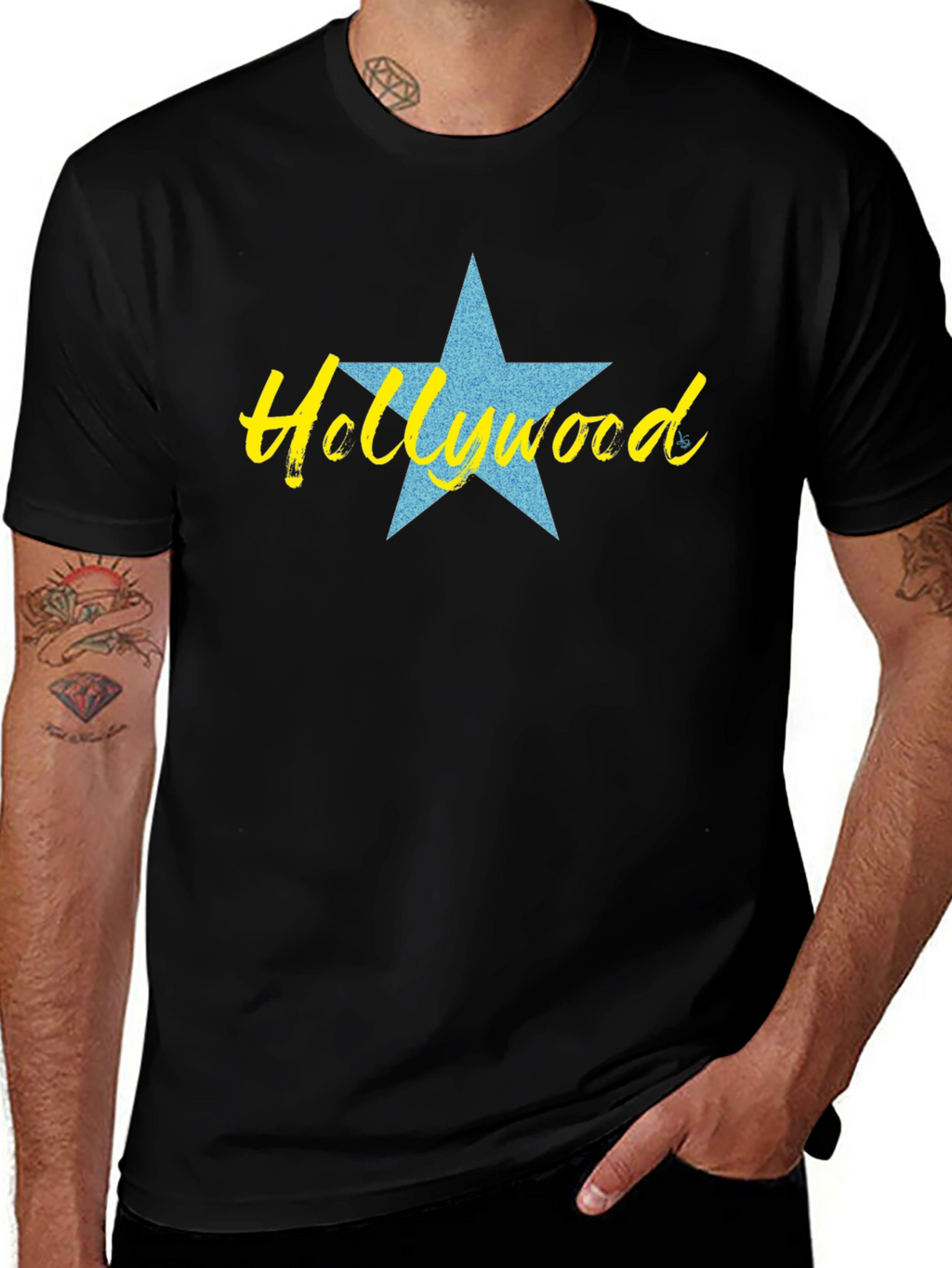 Camiseta Negra con Diseño de Hollywood