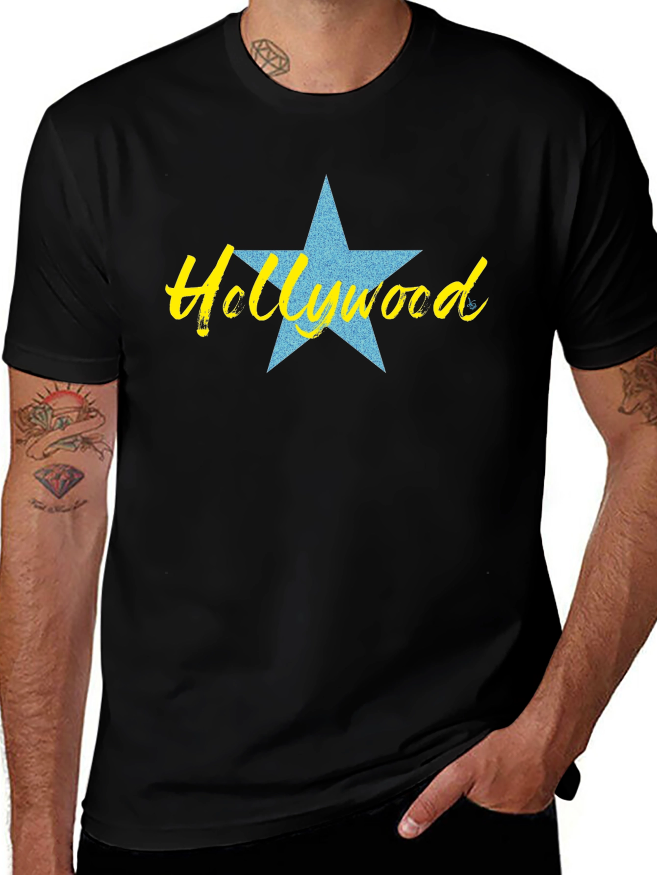 Camiseta Negra con Diseño de Hollywood