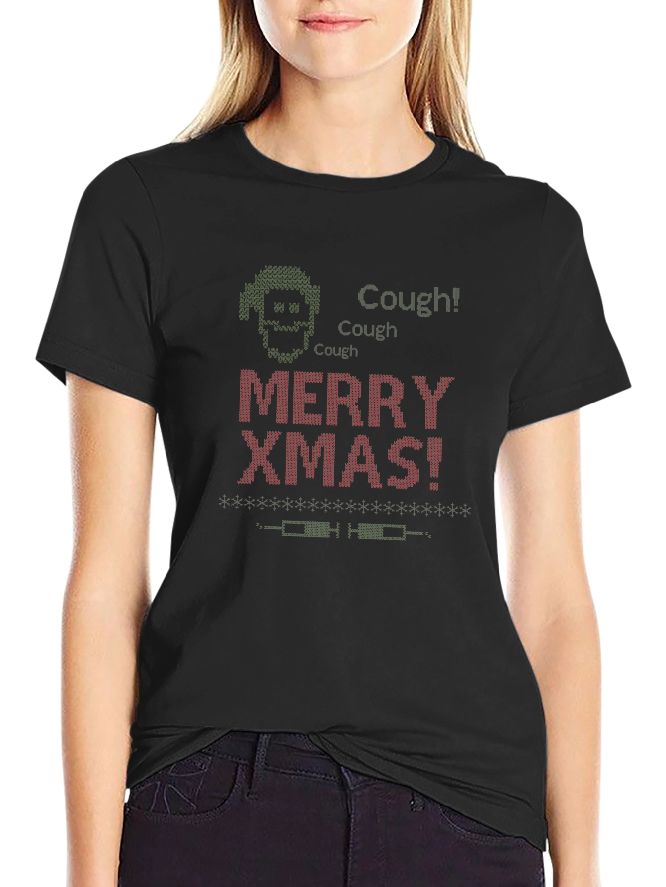 Camiseta Navideña Humorística Merry Xmas! ¡Cuidado con la Tos!