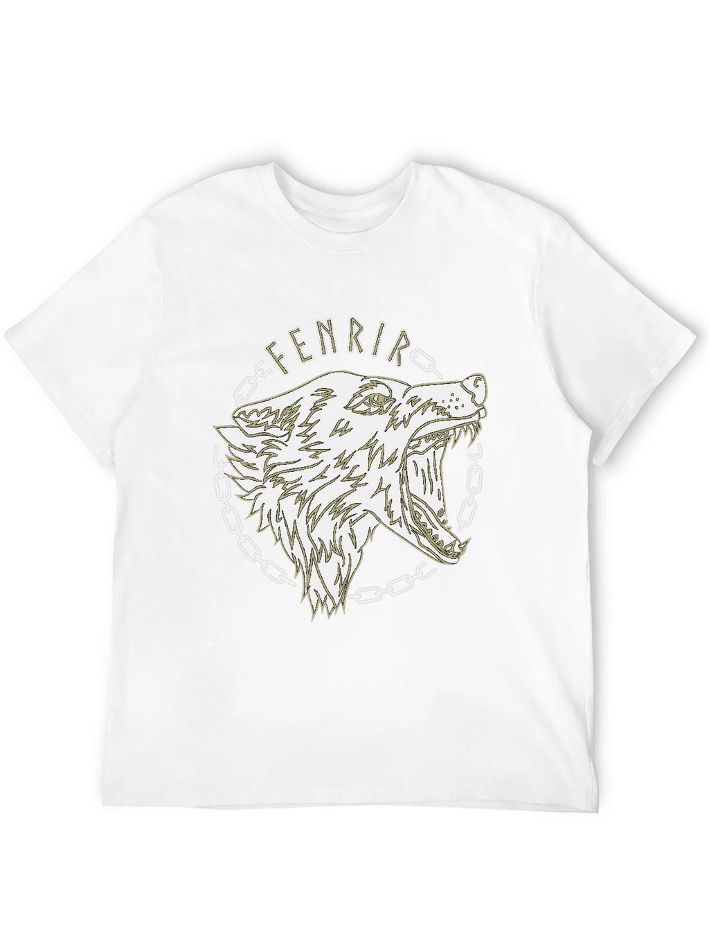 Camiseta Hombre Negra Diseño Lobo Fenrir Vikingo