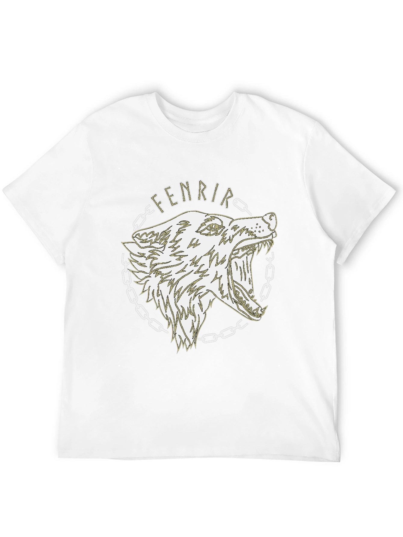Camiseta Hombre Negra Diseño Lobo Fenrir Vikingo