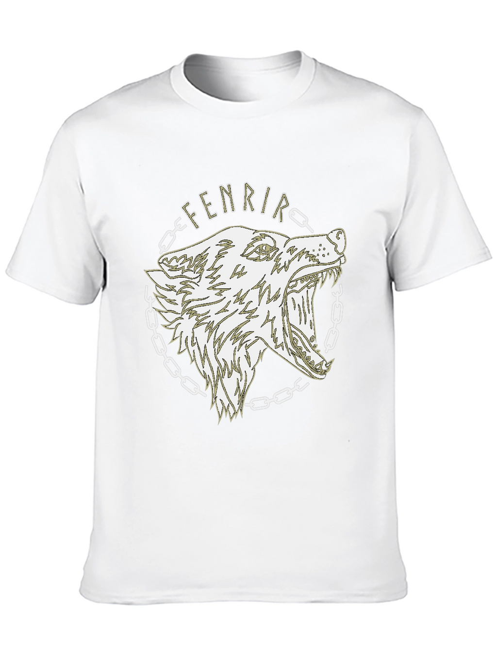 Camiseta Hombre Negra Diseño Lobo Fenrir Vikingo