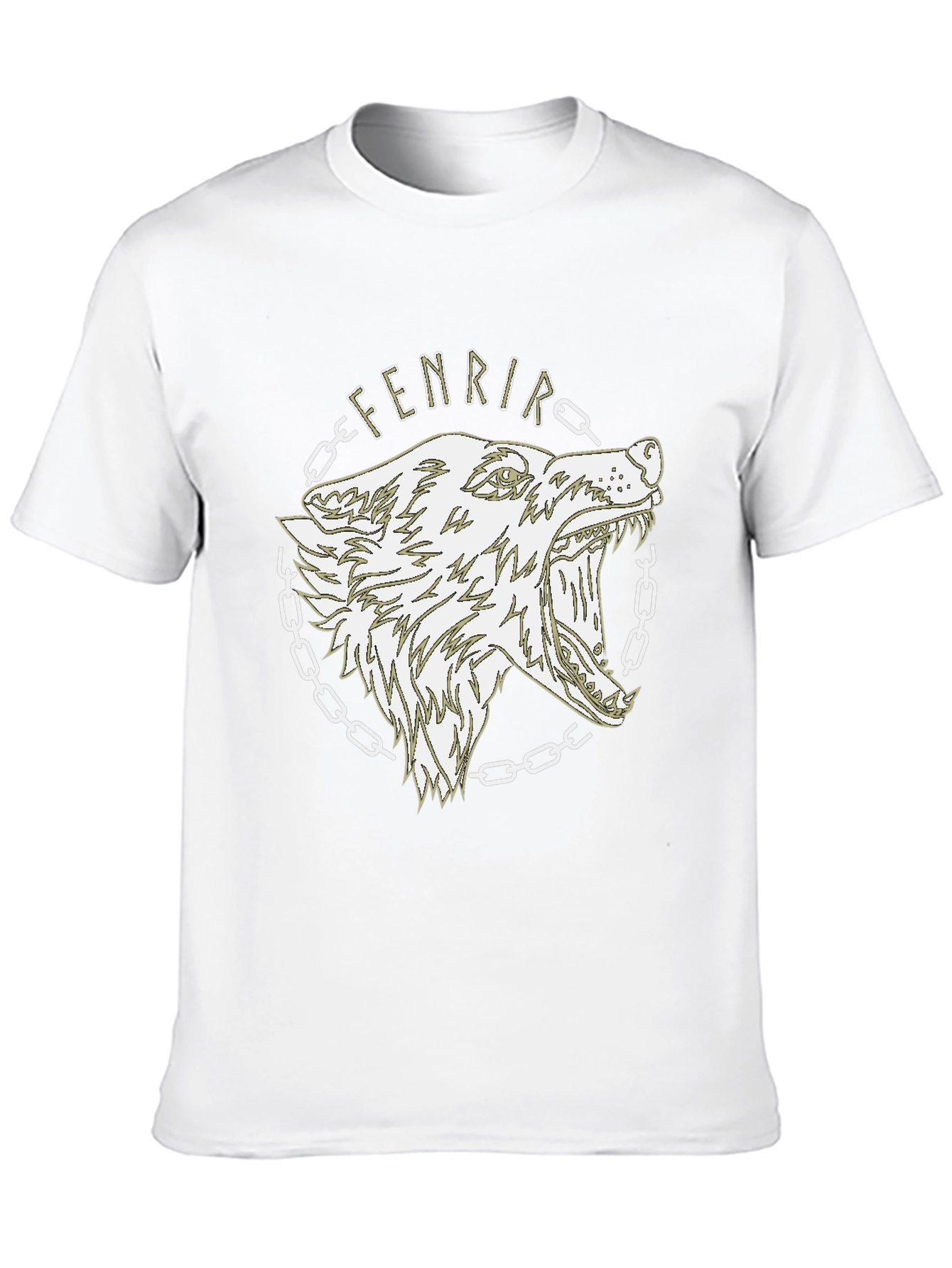 Camiseta Hombre Negra Diseño Lobo Fenrir Vikingo