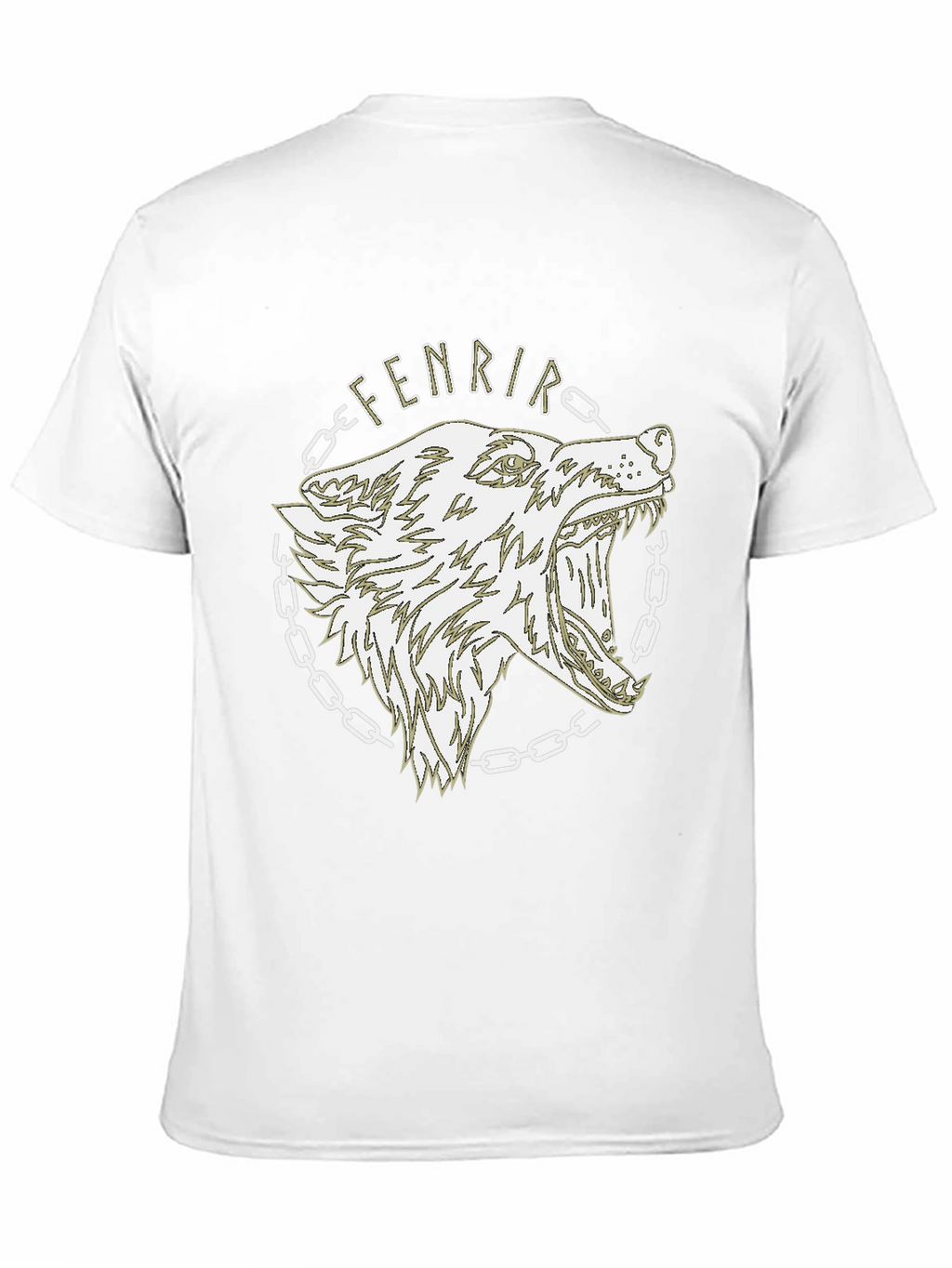 Camiseta Hombre Negra Diseño Lobo Fenrir Vikingo