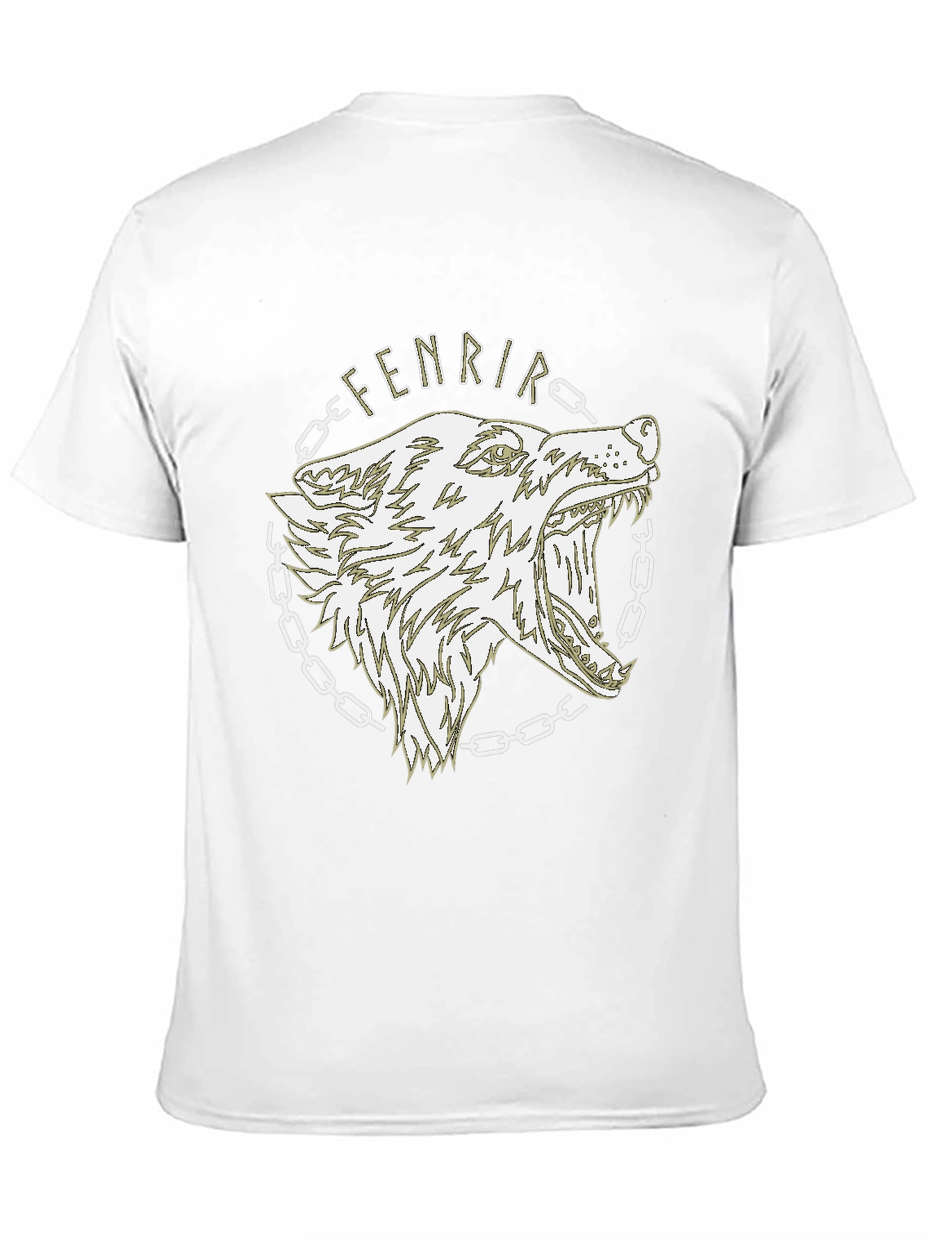 Camiseta Hombre Negra Diseño Lobo Fenrir Vikingo