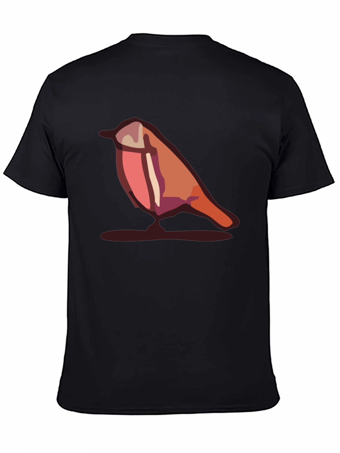 Camiseta Negra con Diseño de Pájaro Abstracto