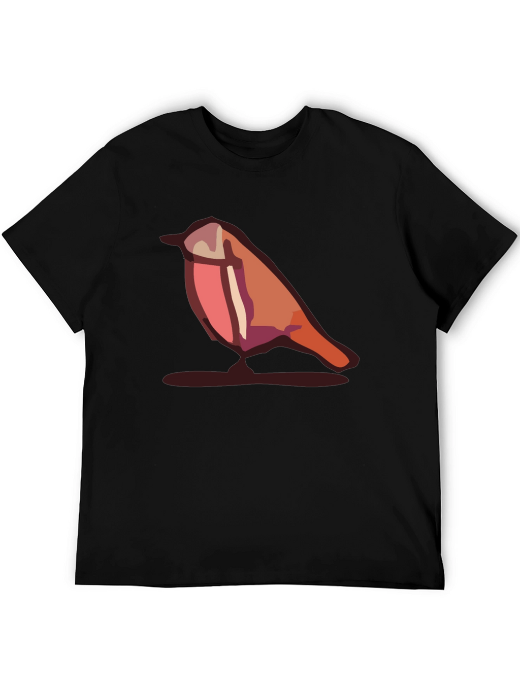 Camiseta Negra con Diseño de Pájaro Abstracto