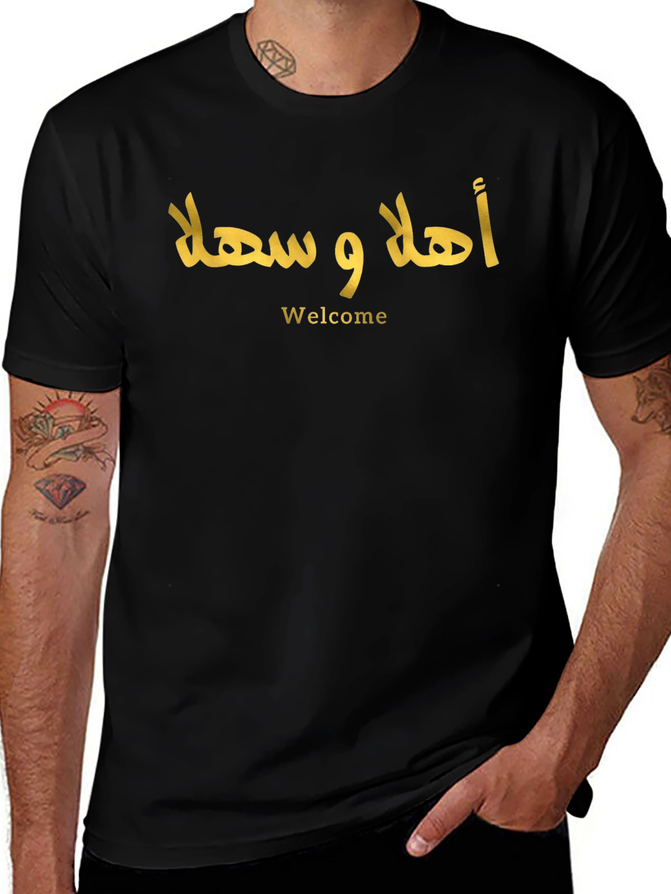 Camiseta Negra Árabe Welcome