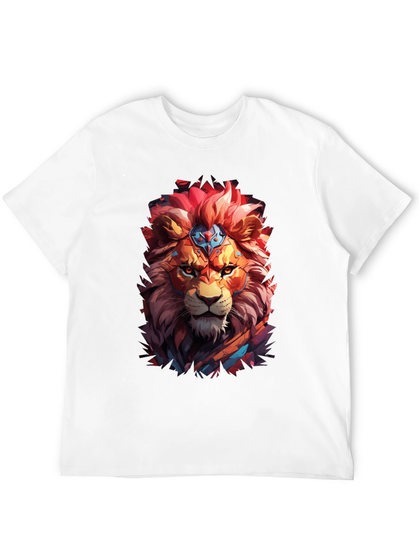 Camiseta Negra con Diseño de León Abstracto