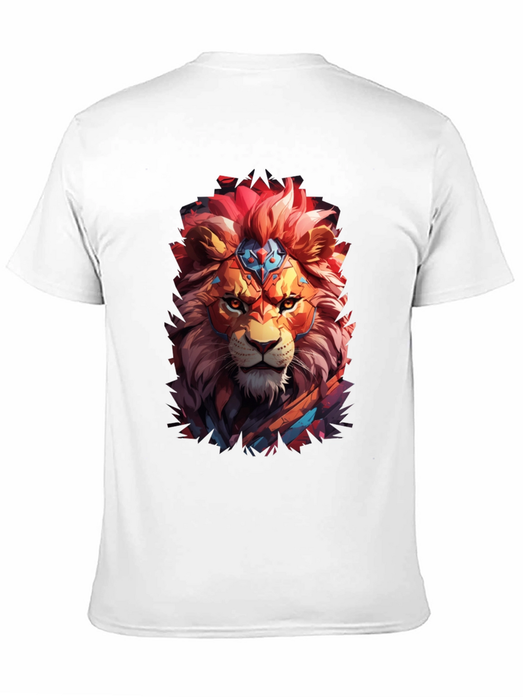 Camiseta Negra con Diseño de León Abstracto