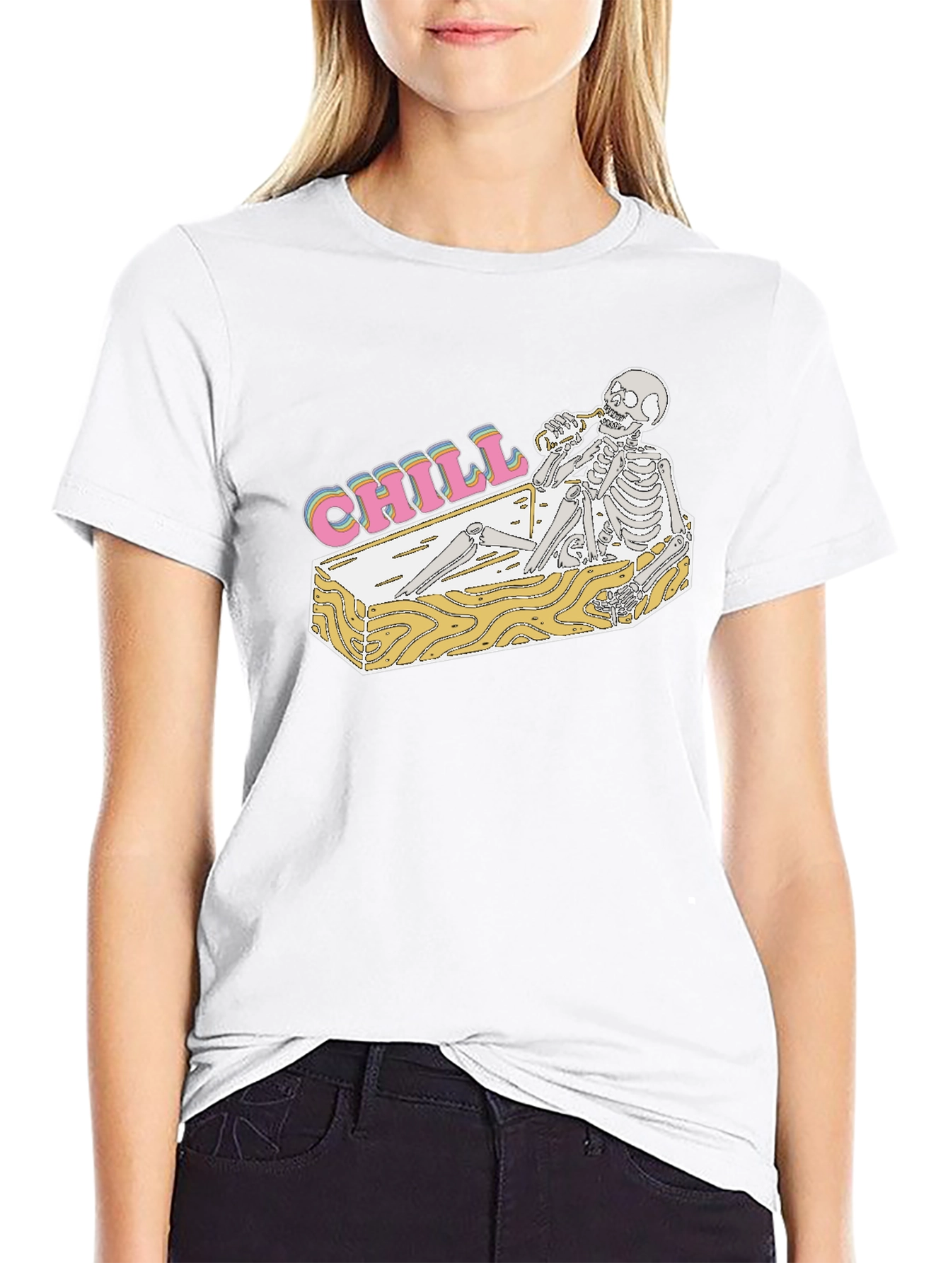 Camiseta Negra Chill Skeleton