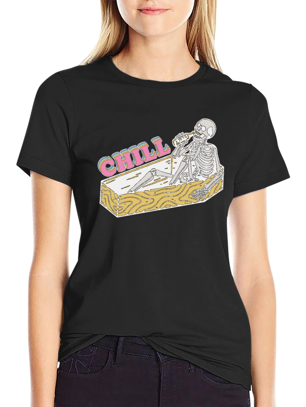 Camiseta Negra Chill Skeleton