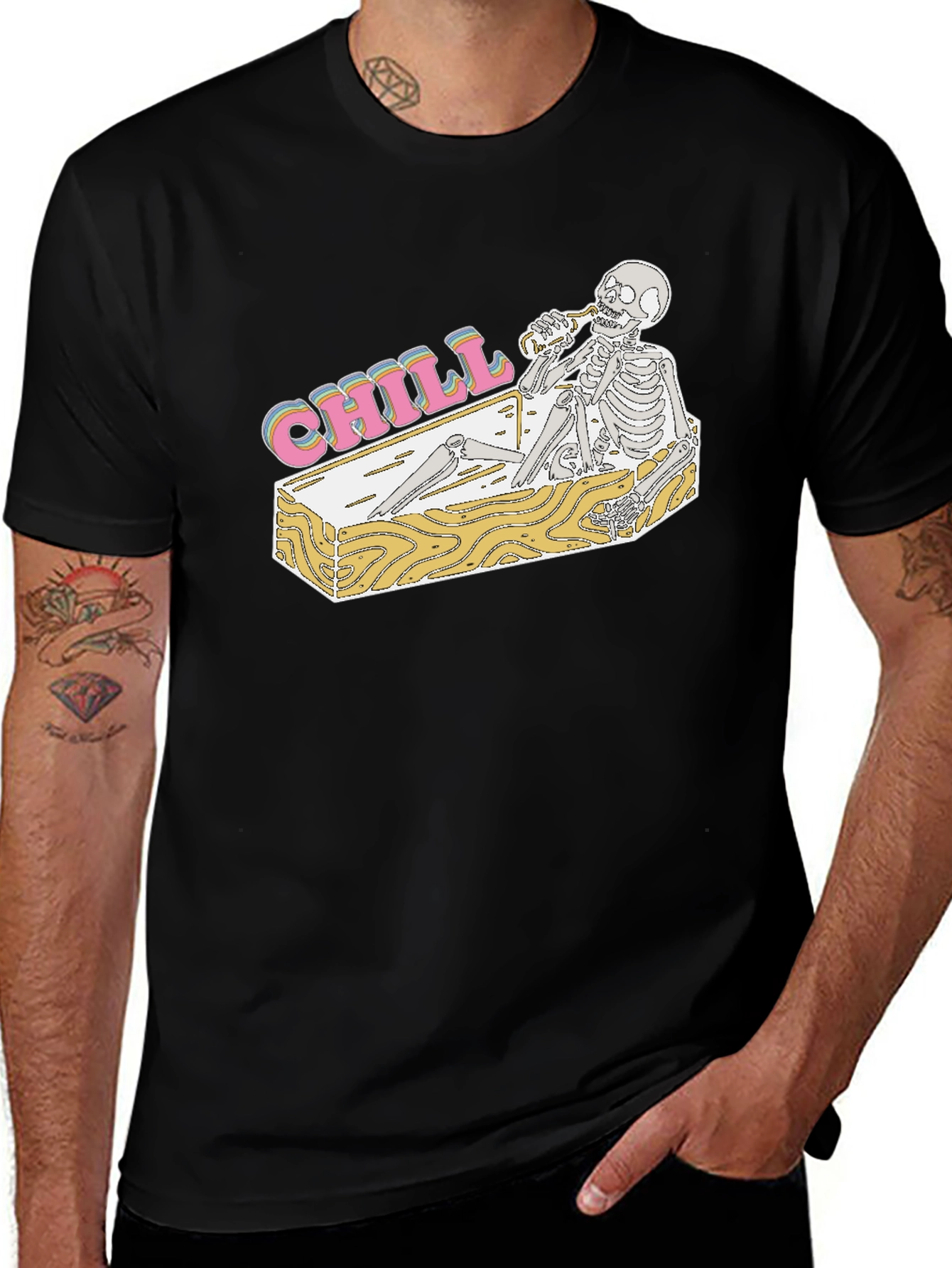 Camiseta Negra Chill Skeleton