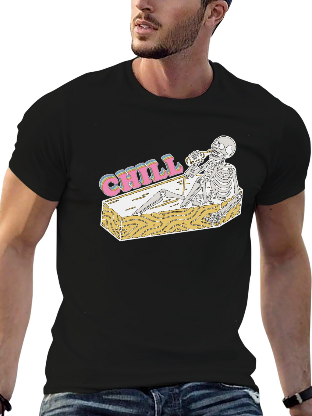 Camiseta Negra Chill Skeleton