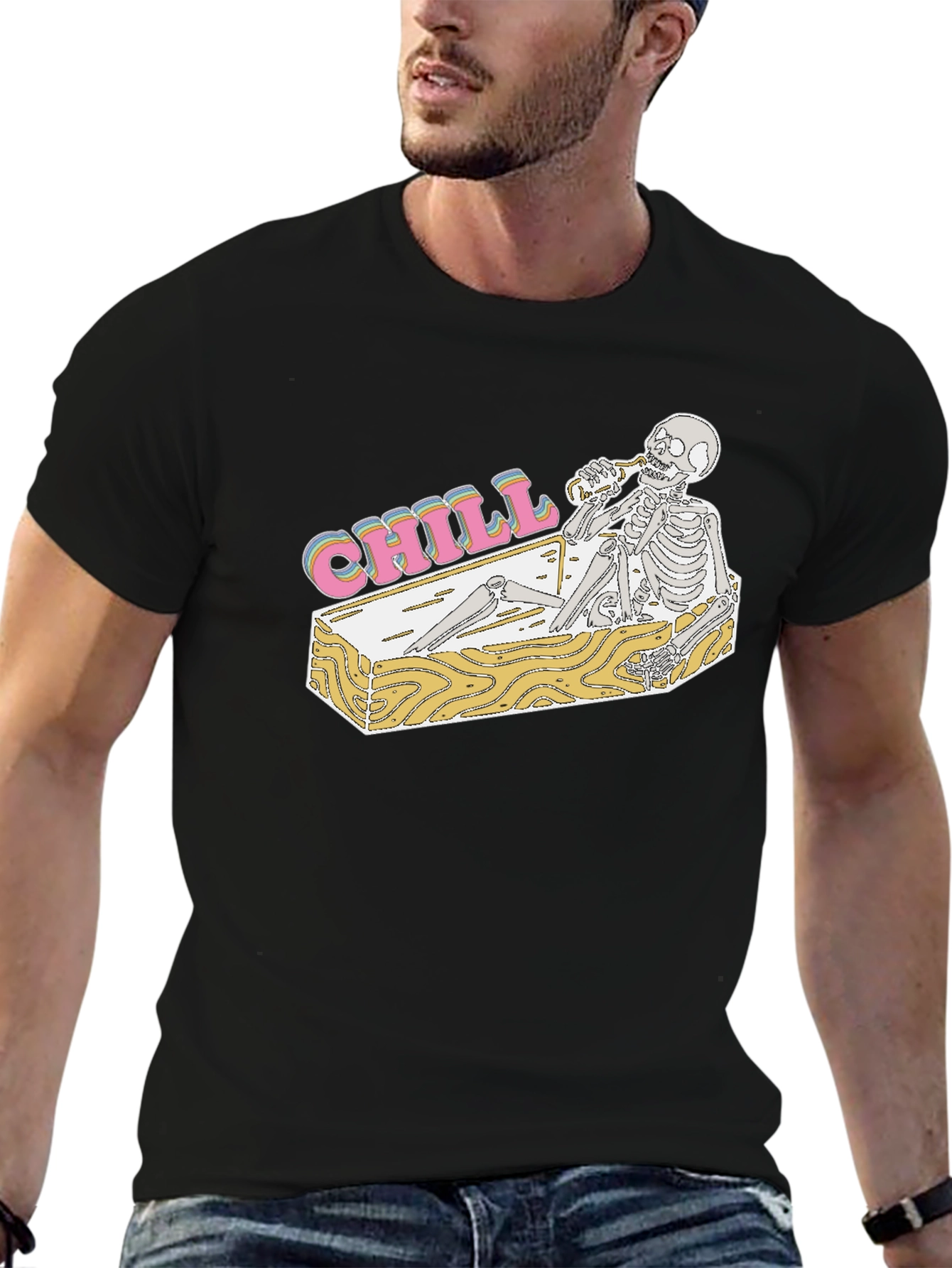 Camiseta Negra Chill Skeleton