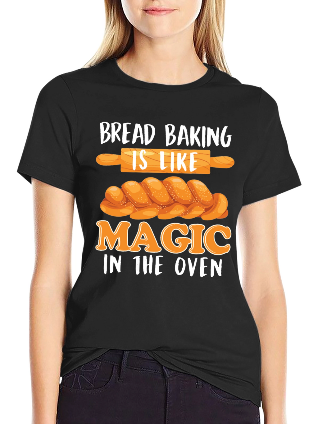 Camiseta Negra Bread Baking is Like Magic
