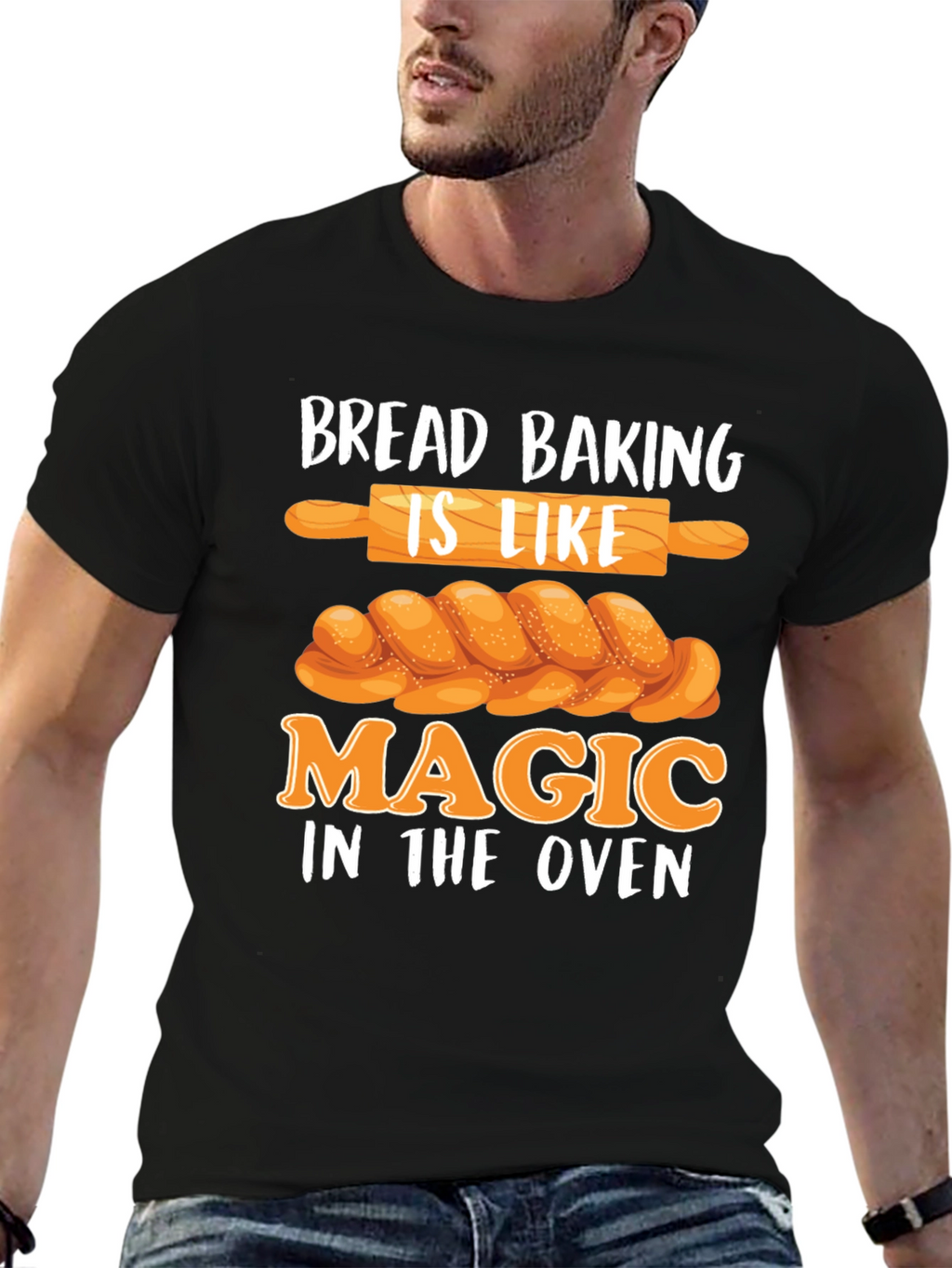Camiseta Negra Bread Baking is Like Magic