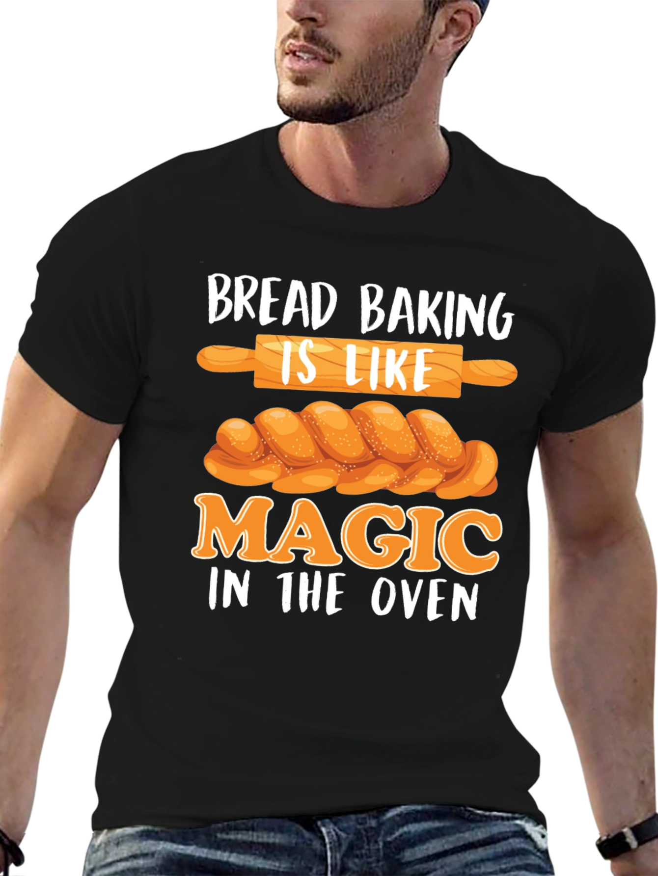 Camiseta Negra Bread Baking is Like Magic