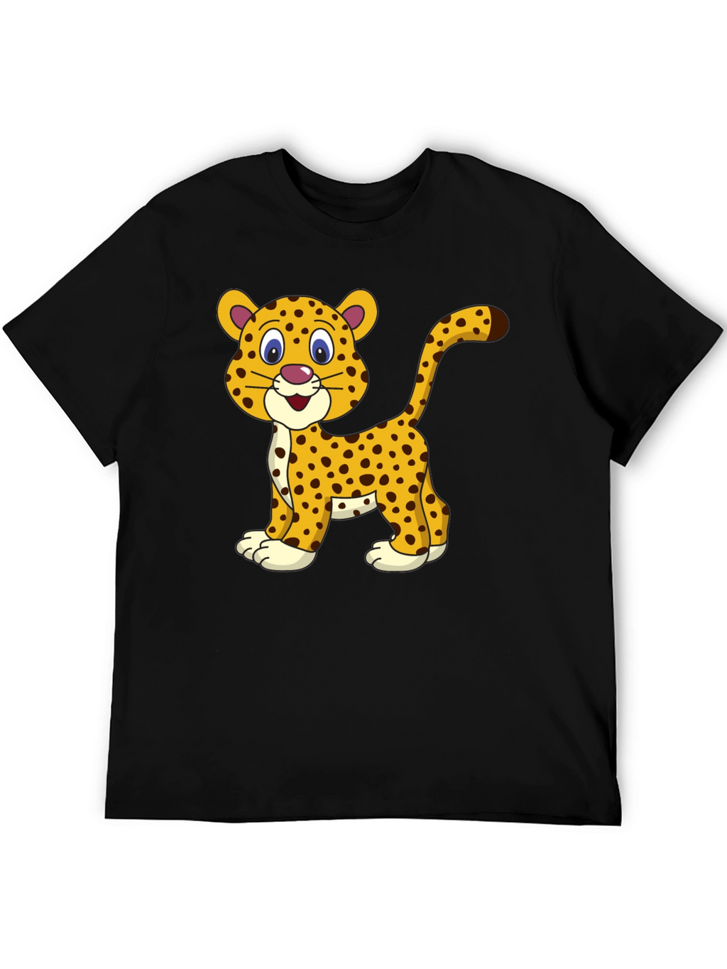 Camiseta Negra con Diseño de Leopardo Animado