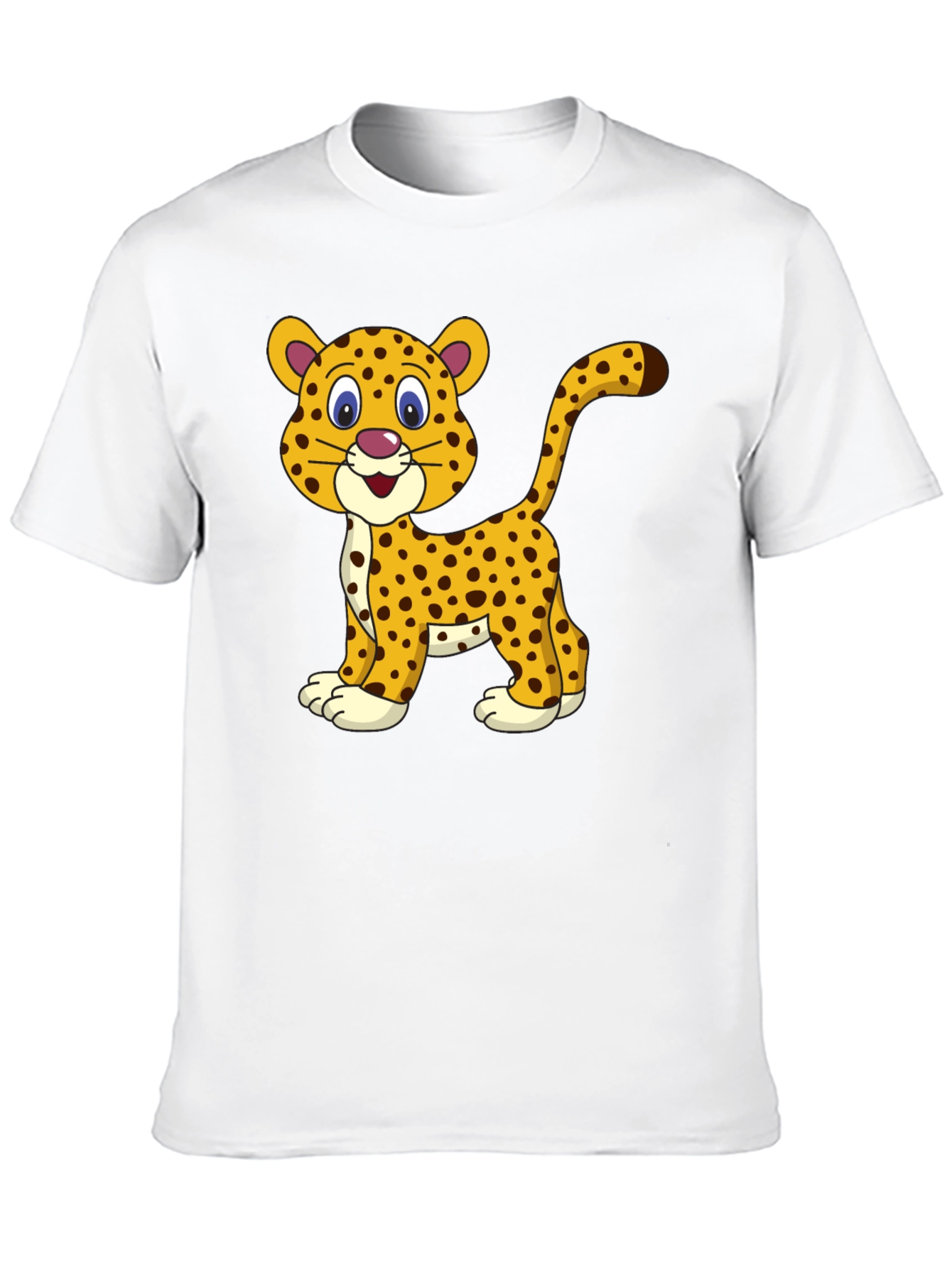 Camiseta Negra con Diseño de Leopardo Animado