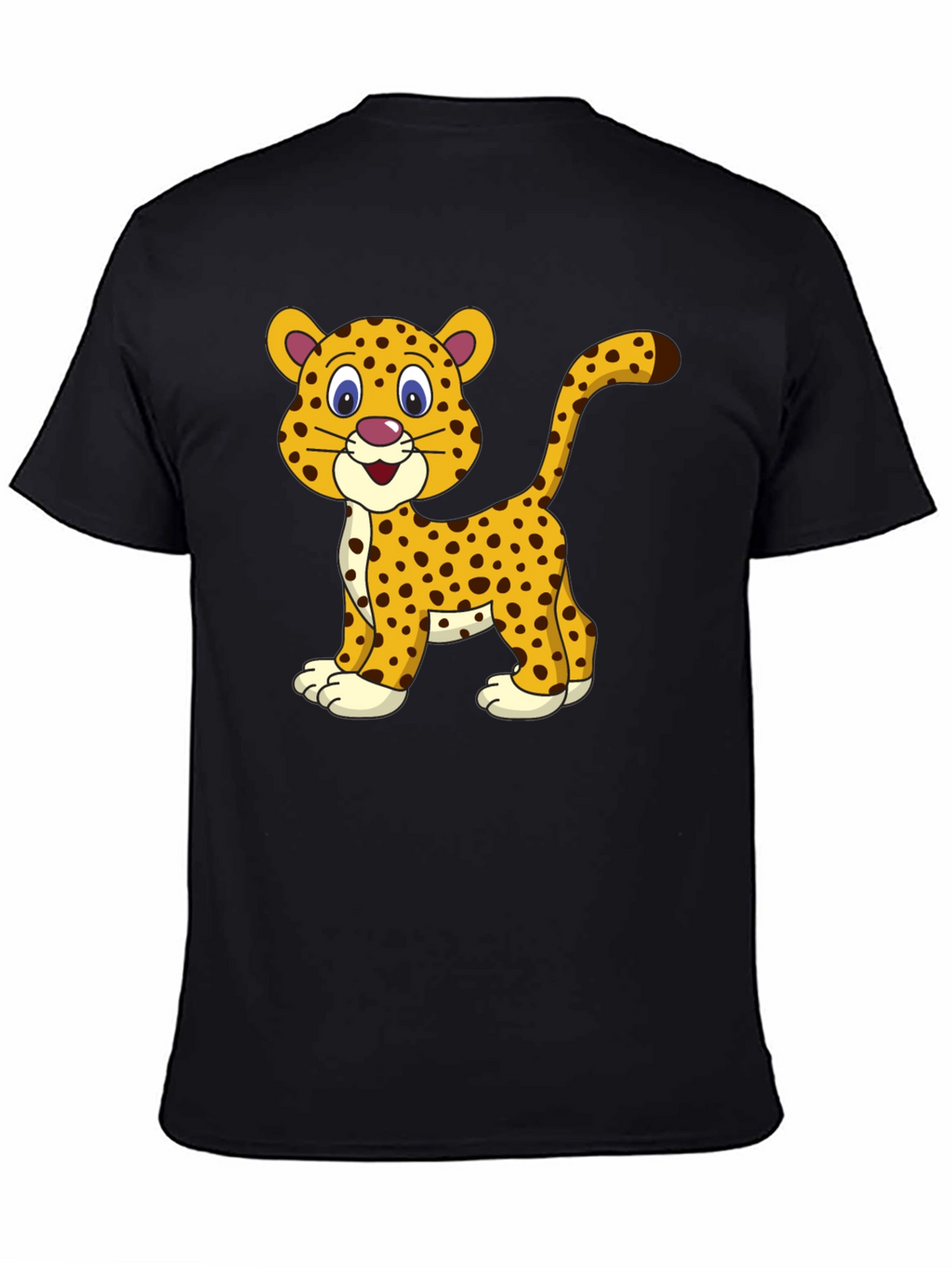 Camiseta Negra con Diseño de Leopardo Animado