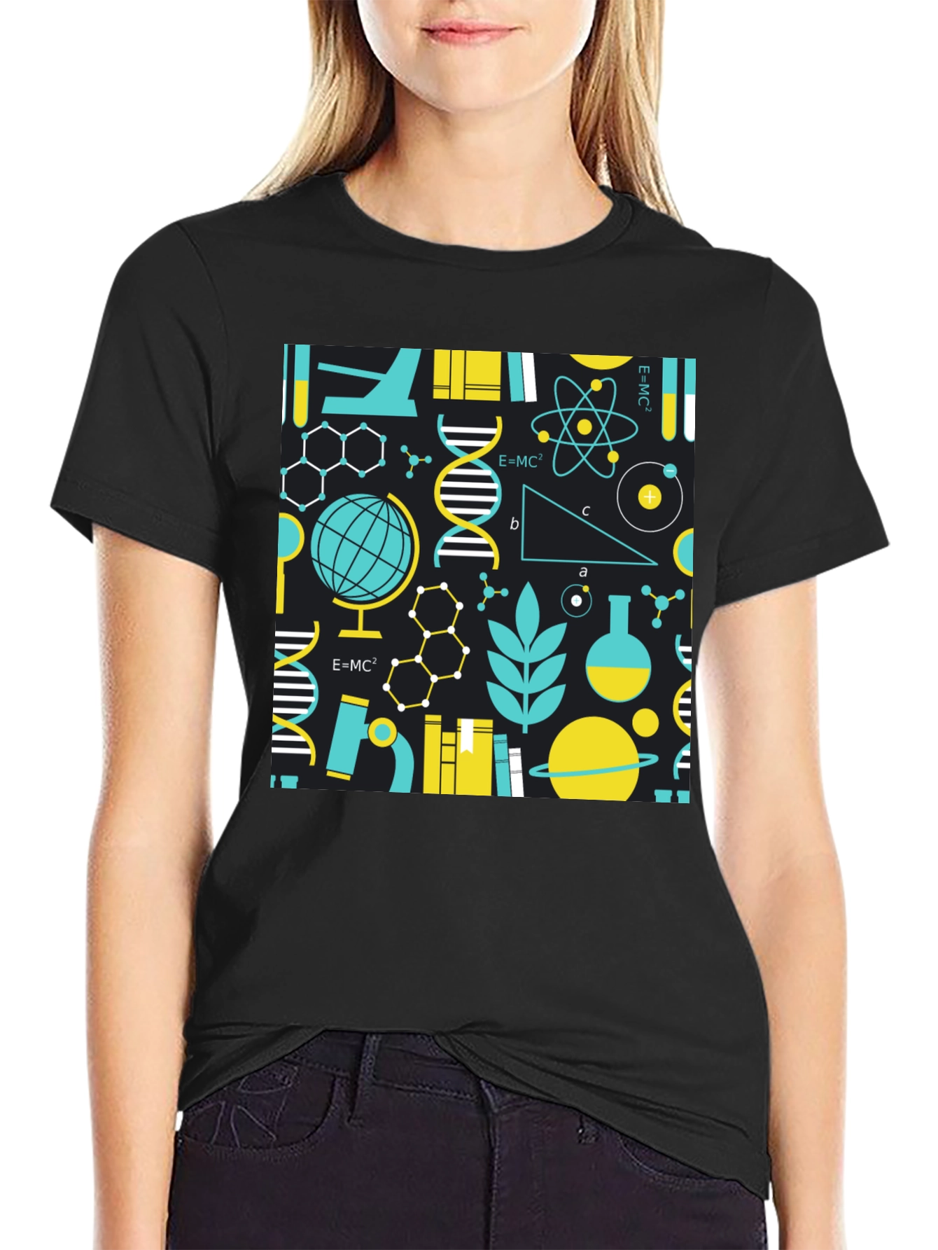 Camiseta Negra con Diseño de Ciencia