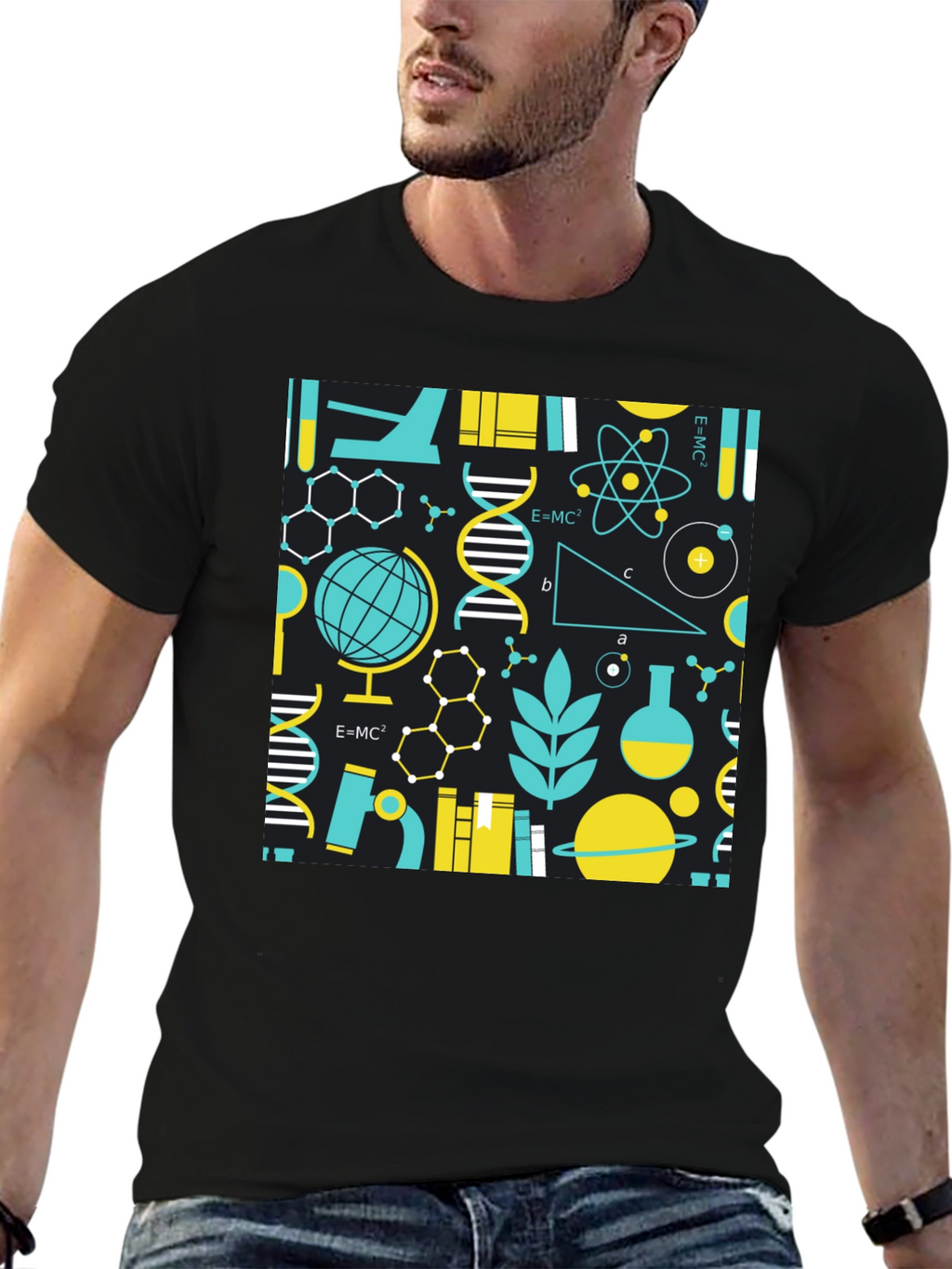Camiseta Negra con Diseño de Ciencia