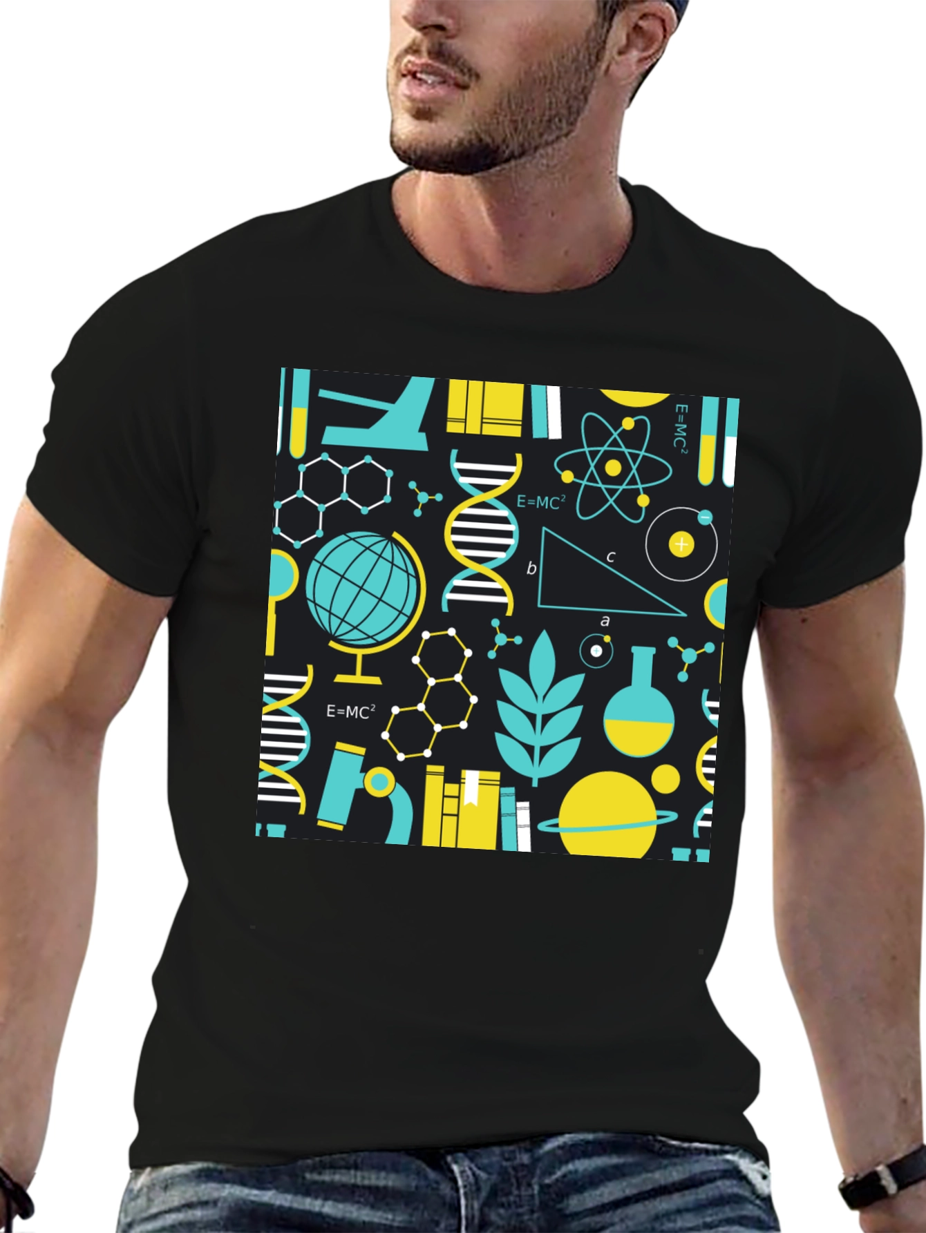Camiseta Negra con Diseño de Ciencia