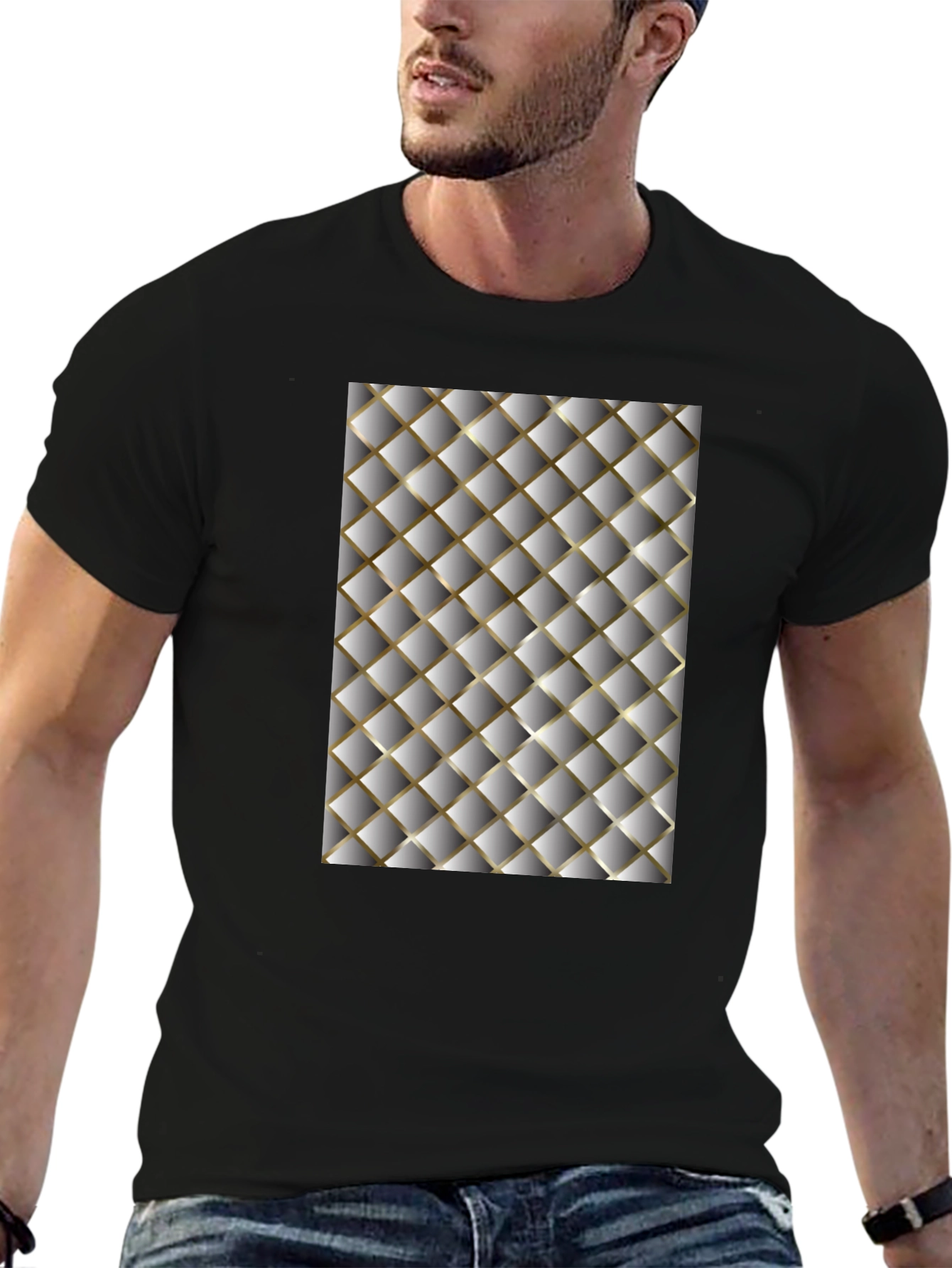 Camiseta Hombre Diseño Acolchado Moderno