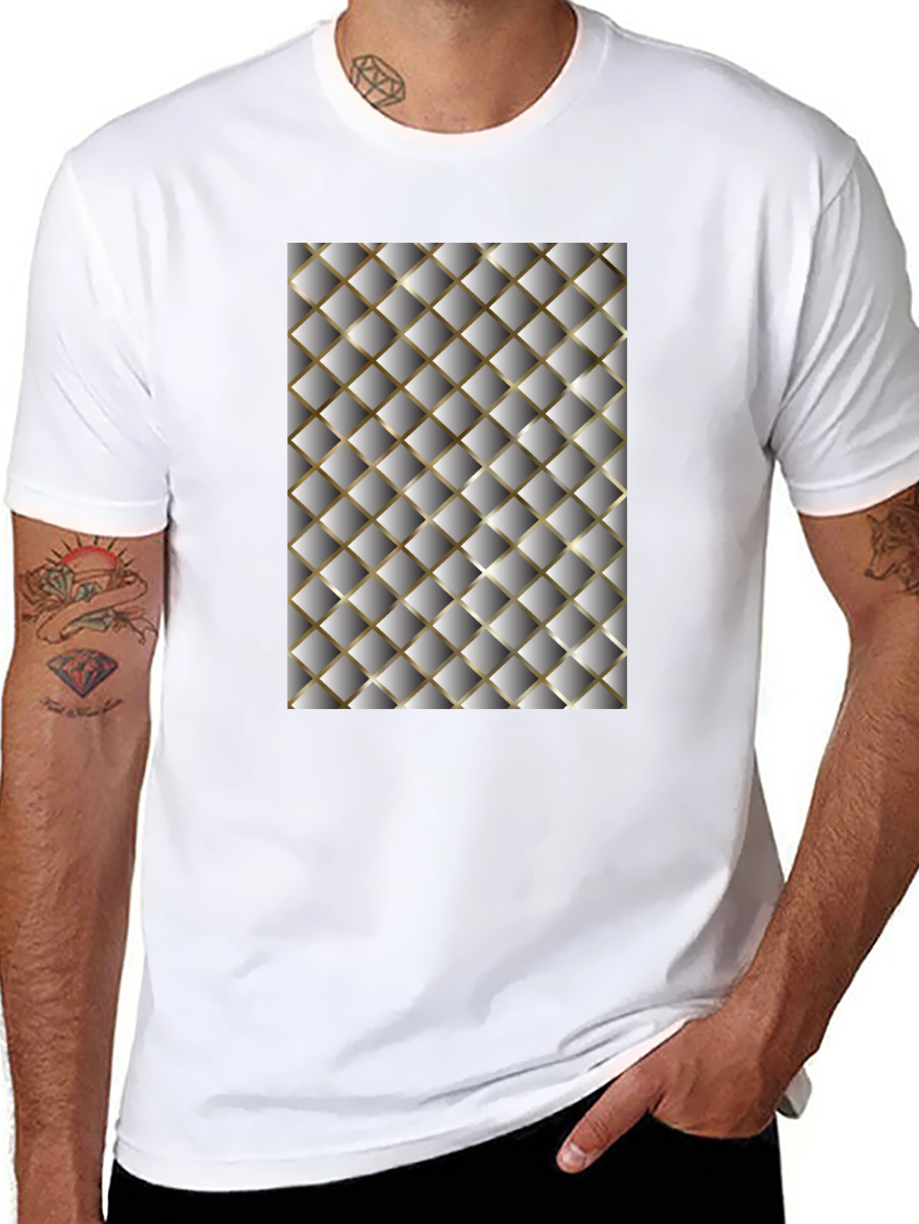 Camiseta Hombre Diseño Acolchado Moderno