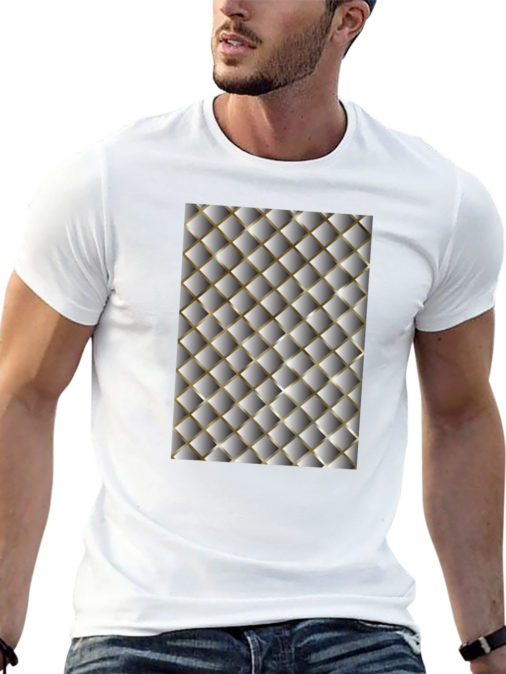 Camiseta Hombre Diseño Acolchado Moderno