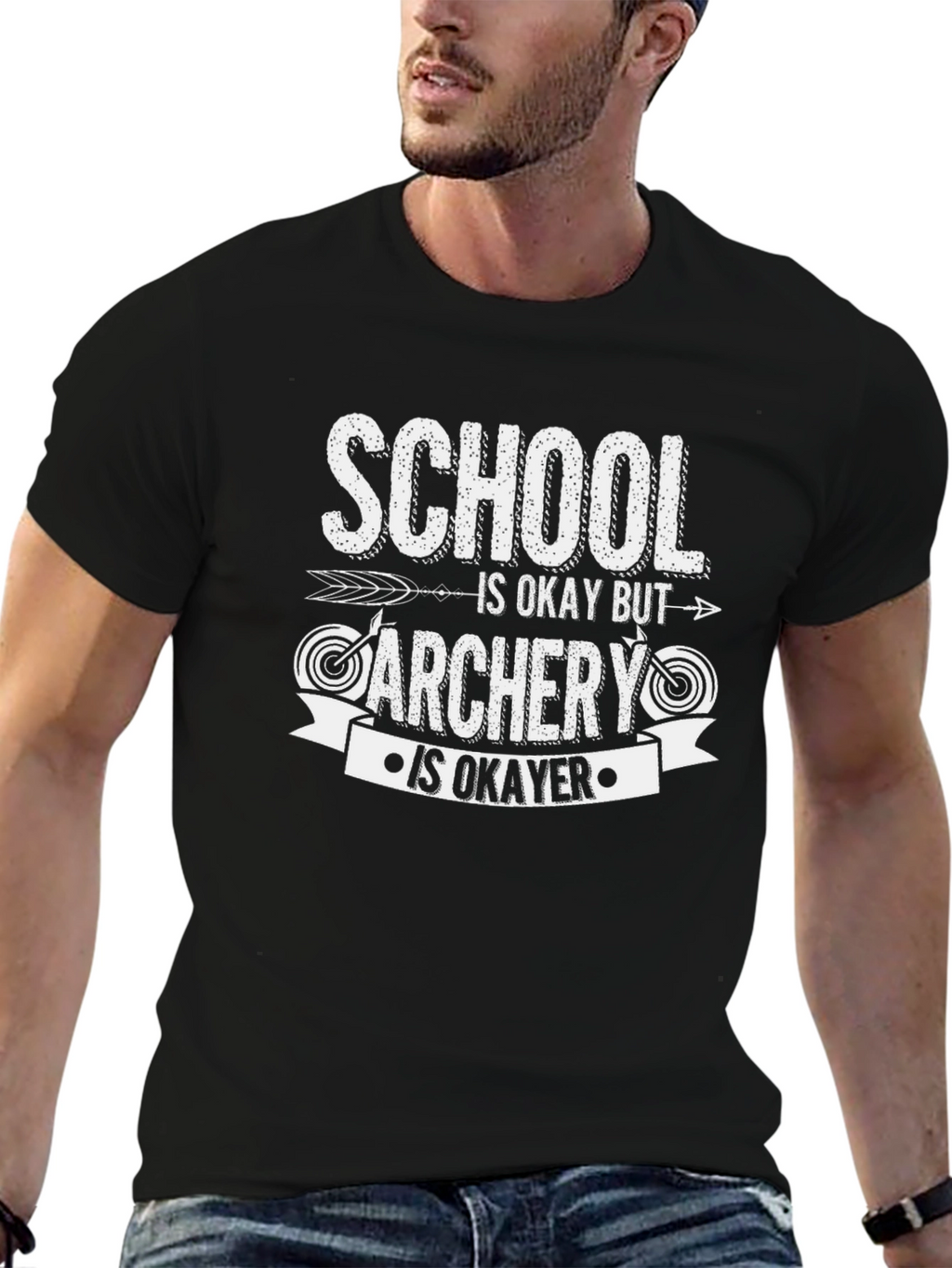 Camiseta Negra con Diseño de Arqueria