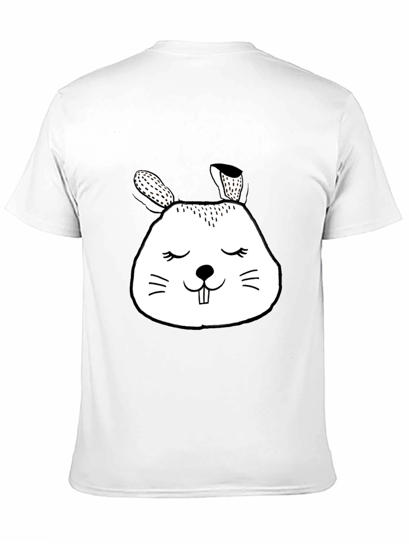 Camiseta Negra con Diseño de Conejito Minimalista