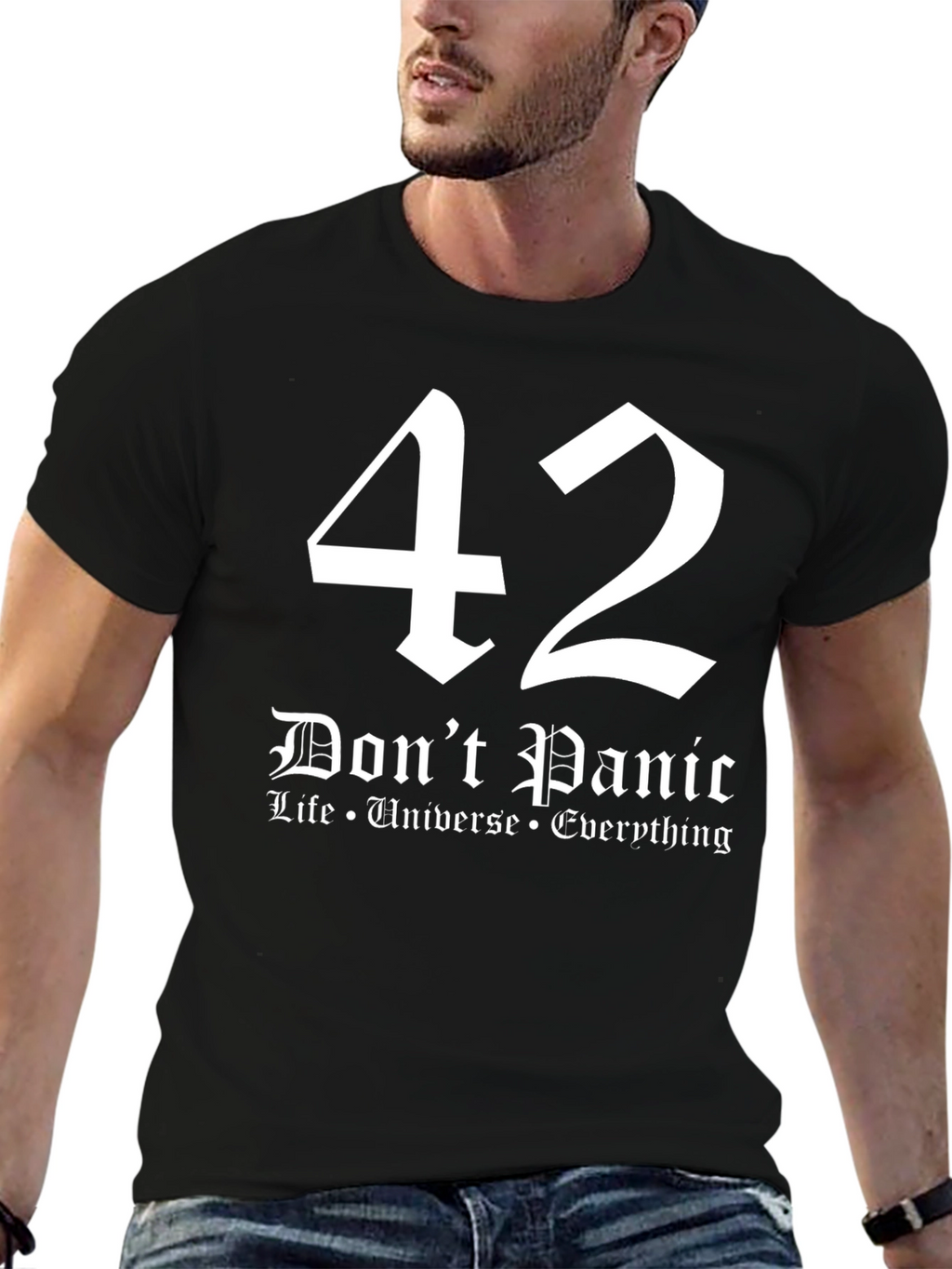 Camiseta Negra 42 Dont Panic