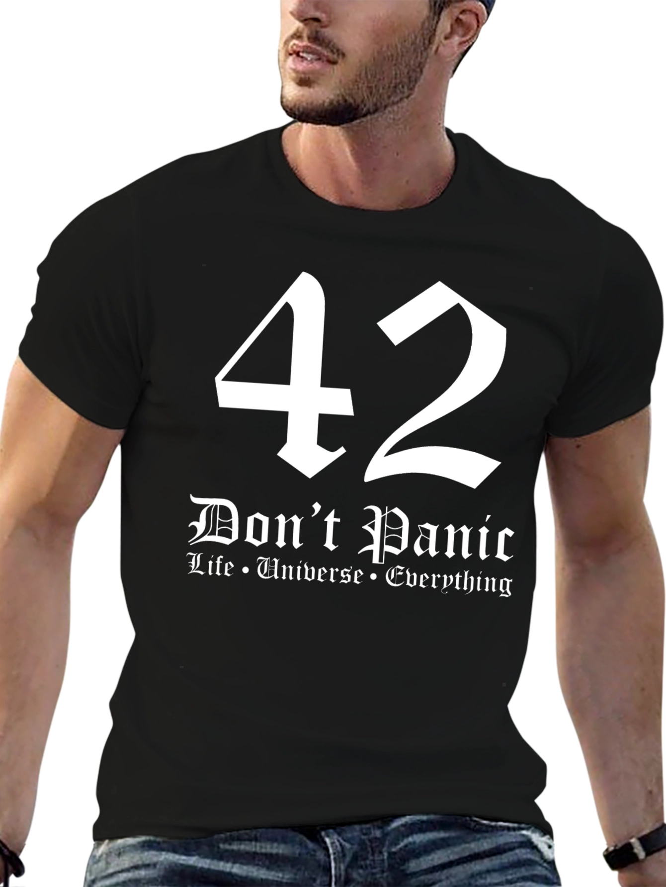 Camiseta Negra 42 Dont Panic