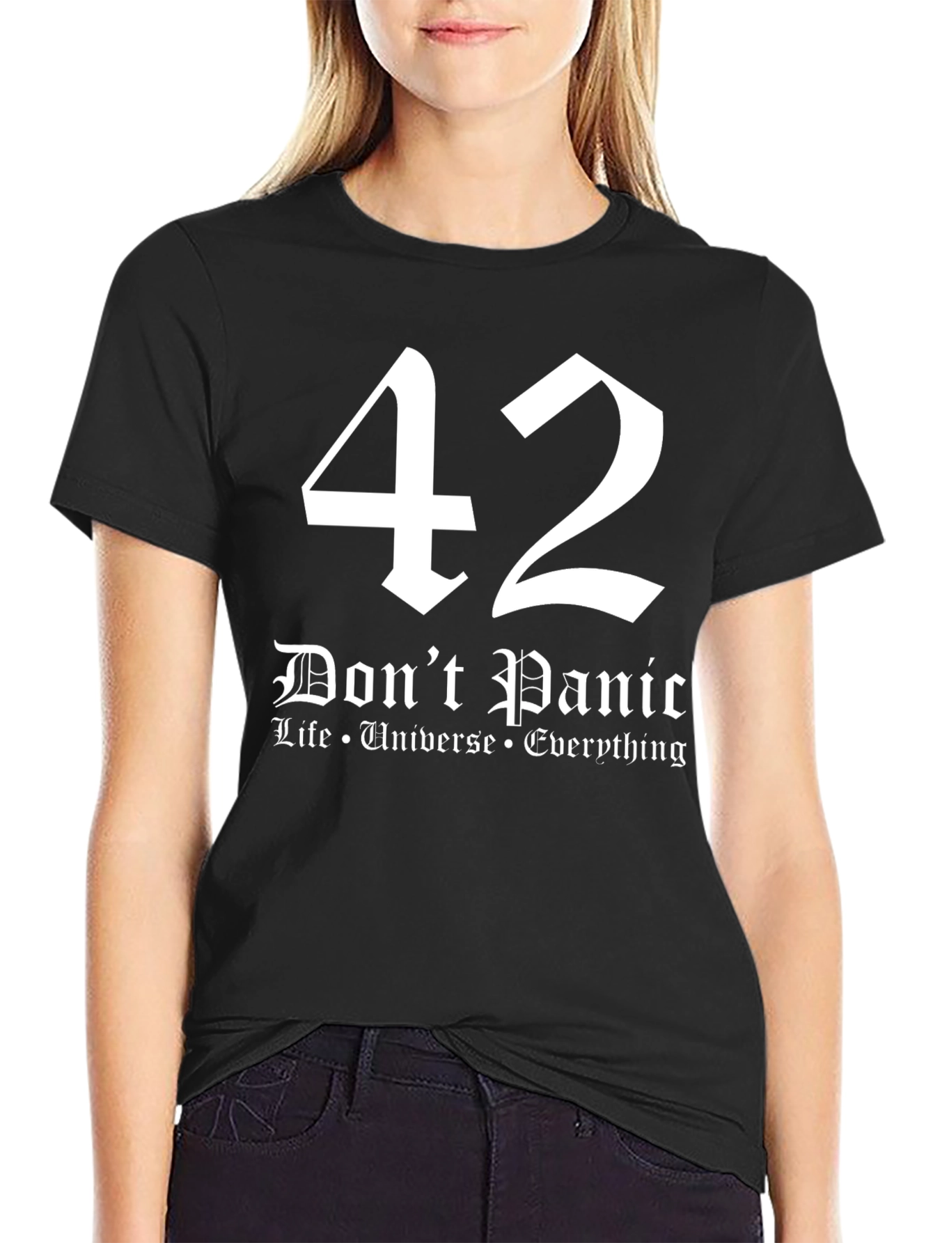 Camiseta Negra 42 Dont Panic