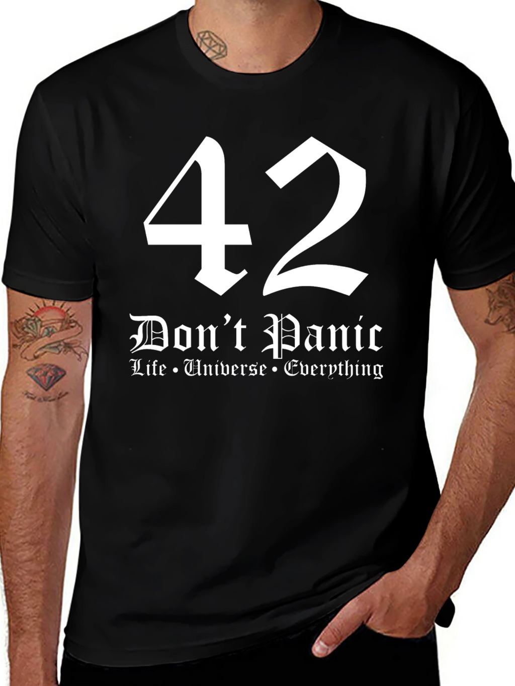 Camiseta Negra 42 Dont Panic