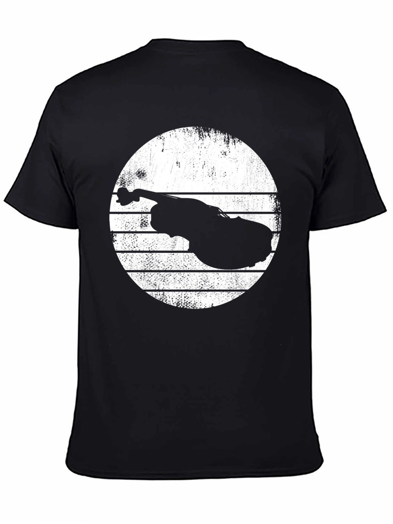 Camiseta Negra con Diseño de Contrabajo Vintage