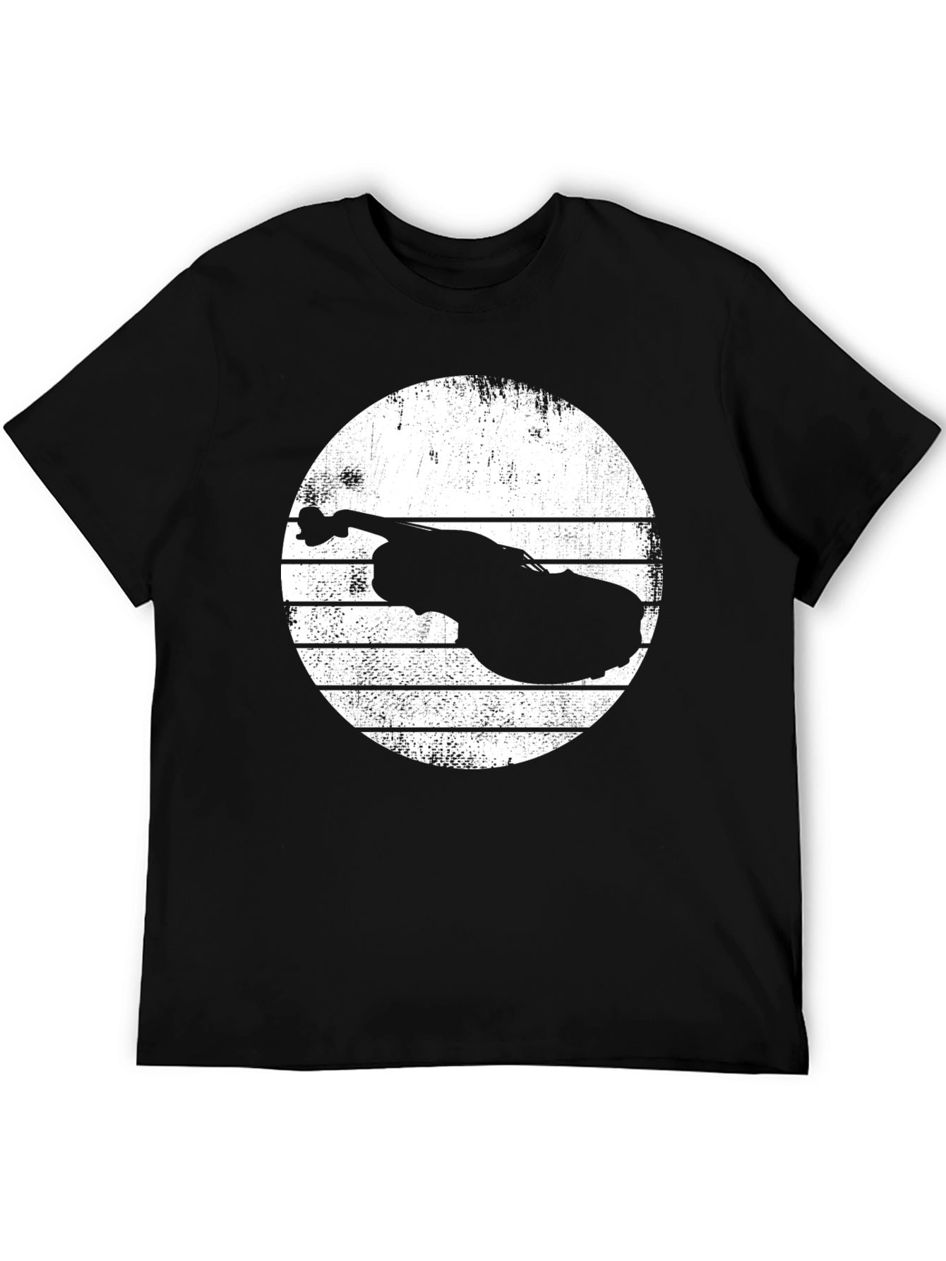 Camiseta Negra con Diseño de Contrabajo Vintage