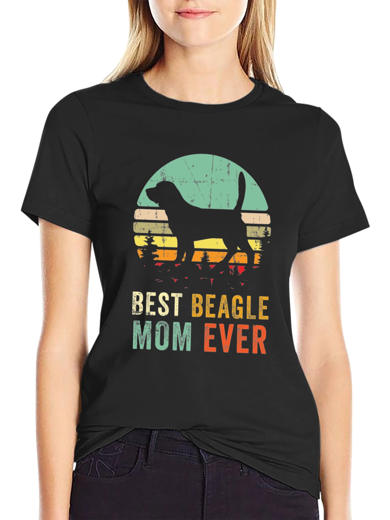 Camiseta Negra Best Beagle Mom Ever Vintage