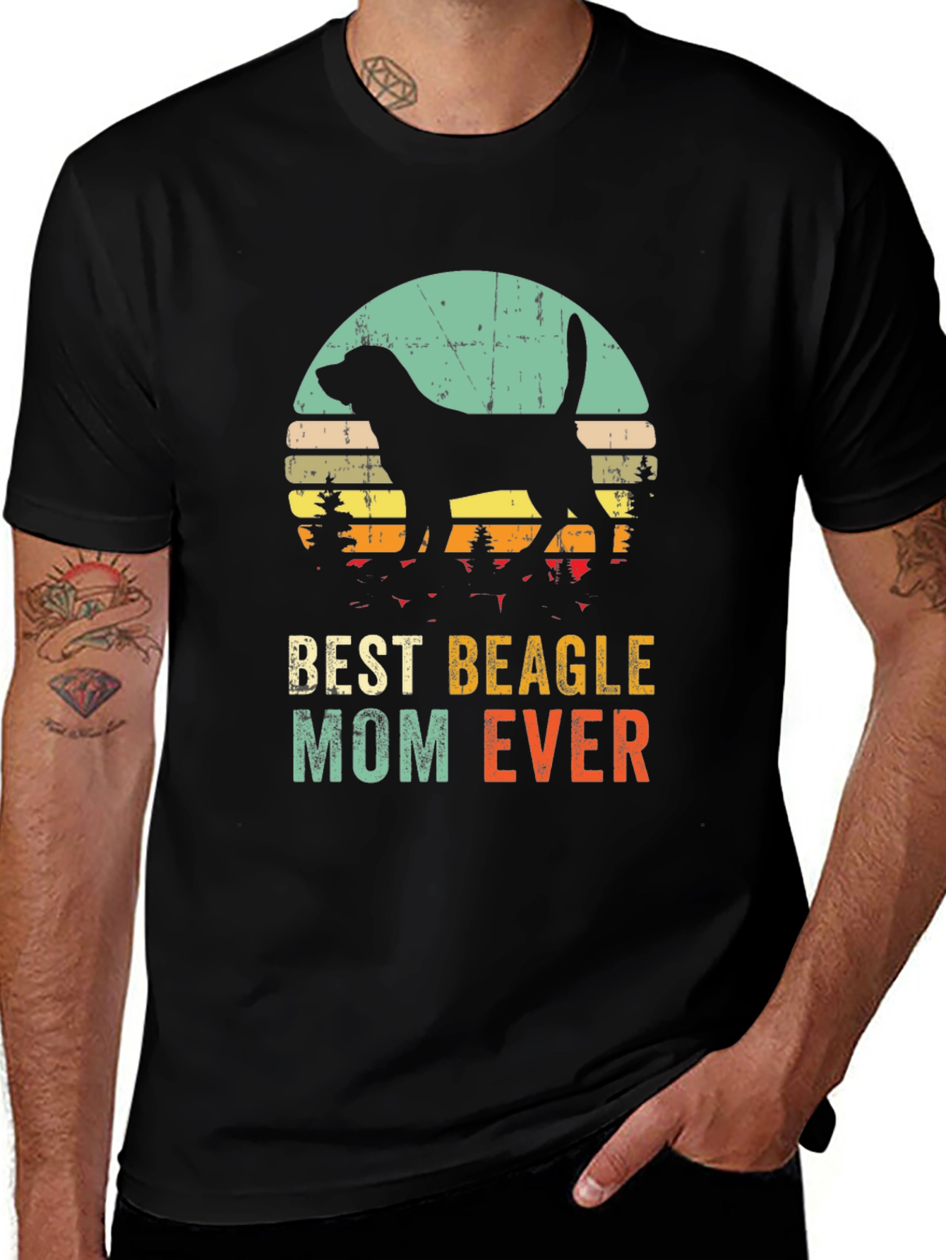 Camiseta Negra Best Beagle Mom Ever Vintage