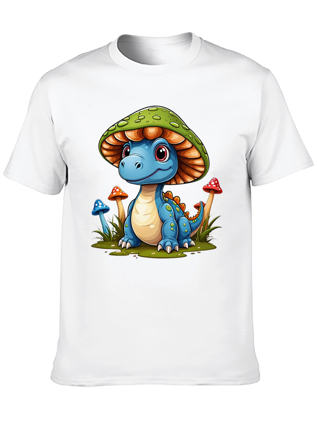 Camiseta Negra con Diseño de Dinosaurio Hongo