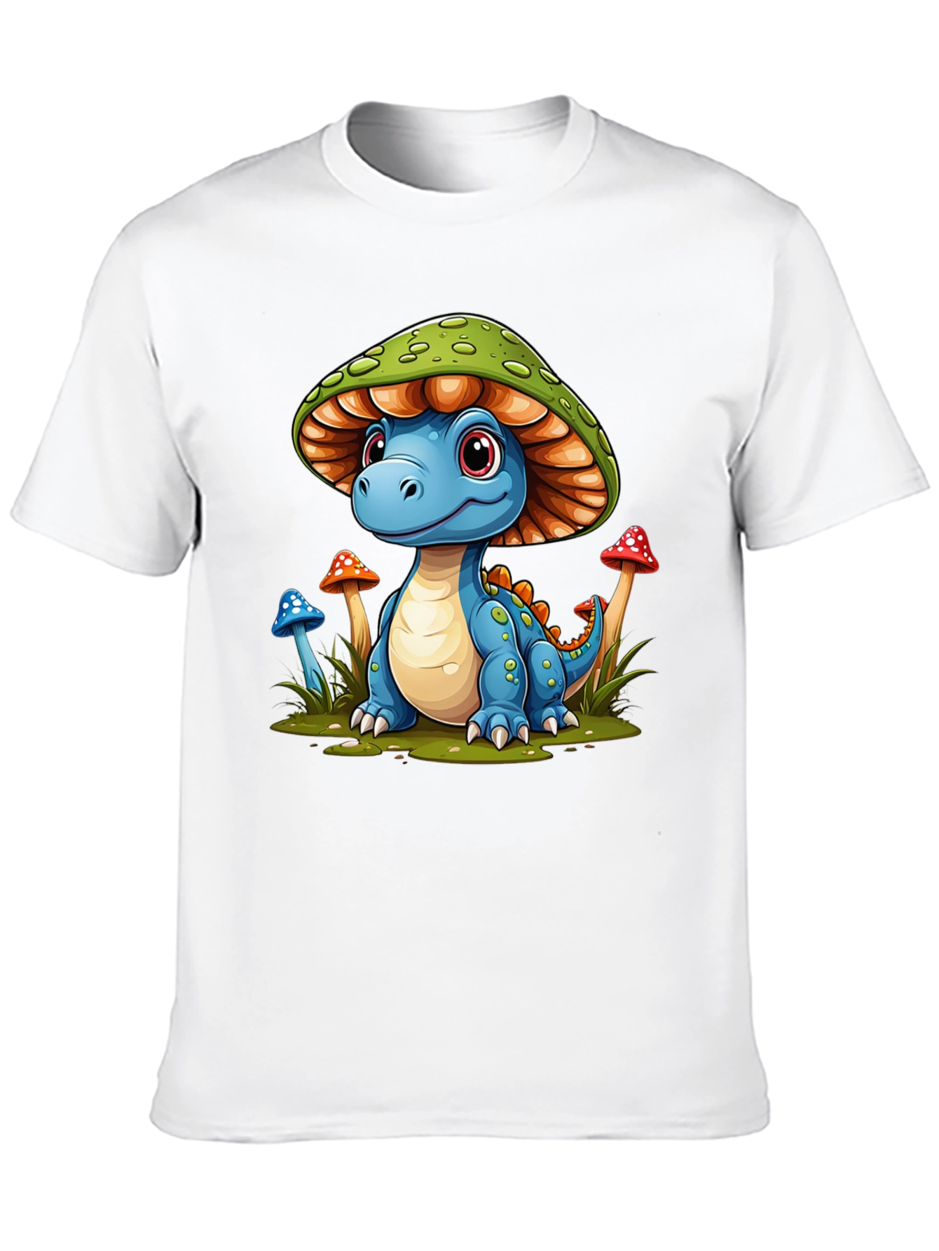 Camiseta Negra con Diseño de Dinosaurio Hongo