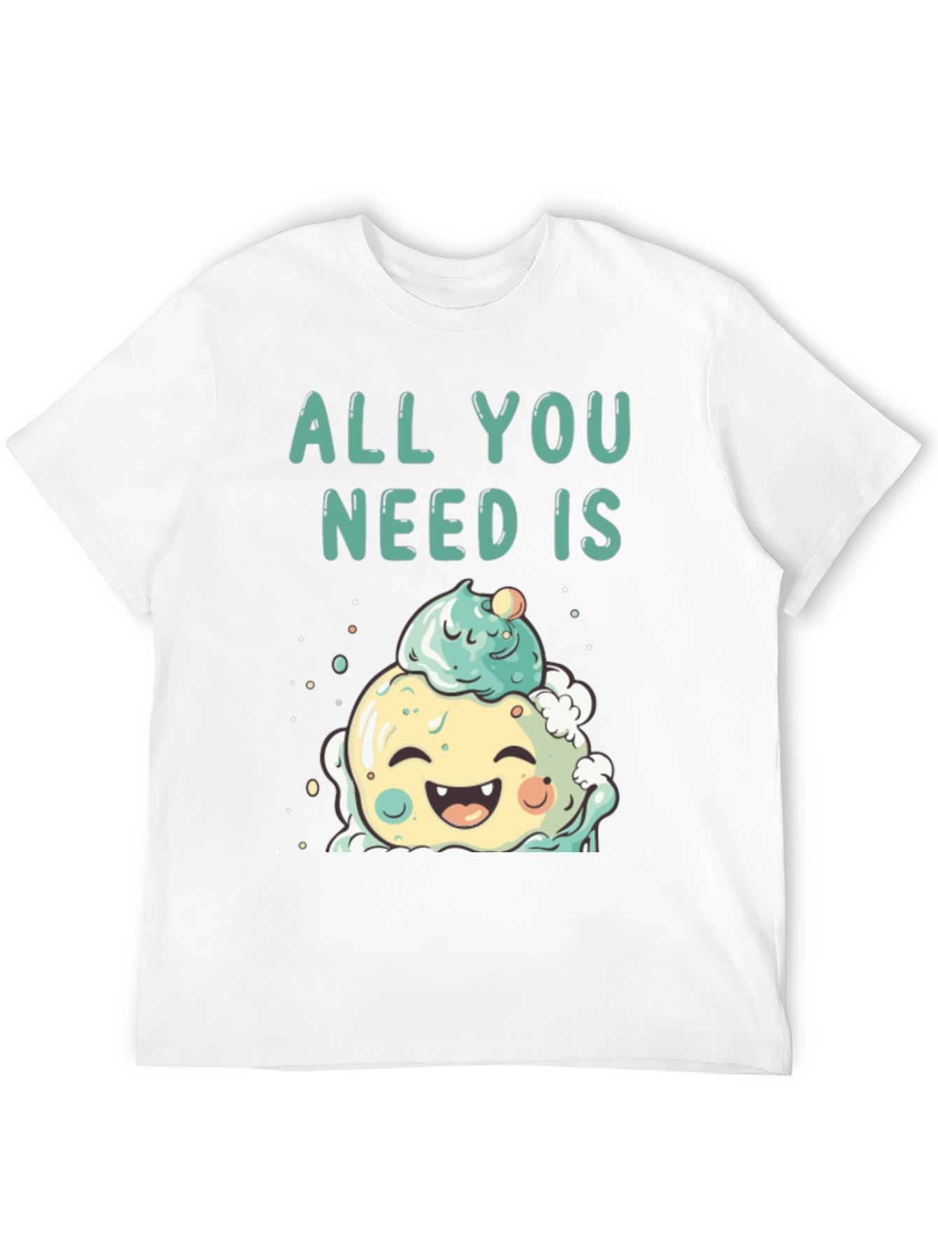 Camiseta Negra con Diseño de Helado Kawaii
